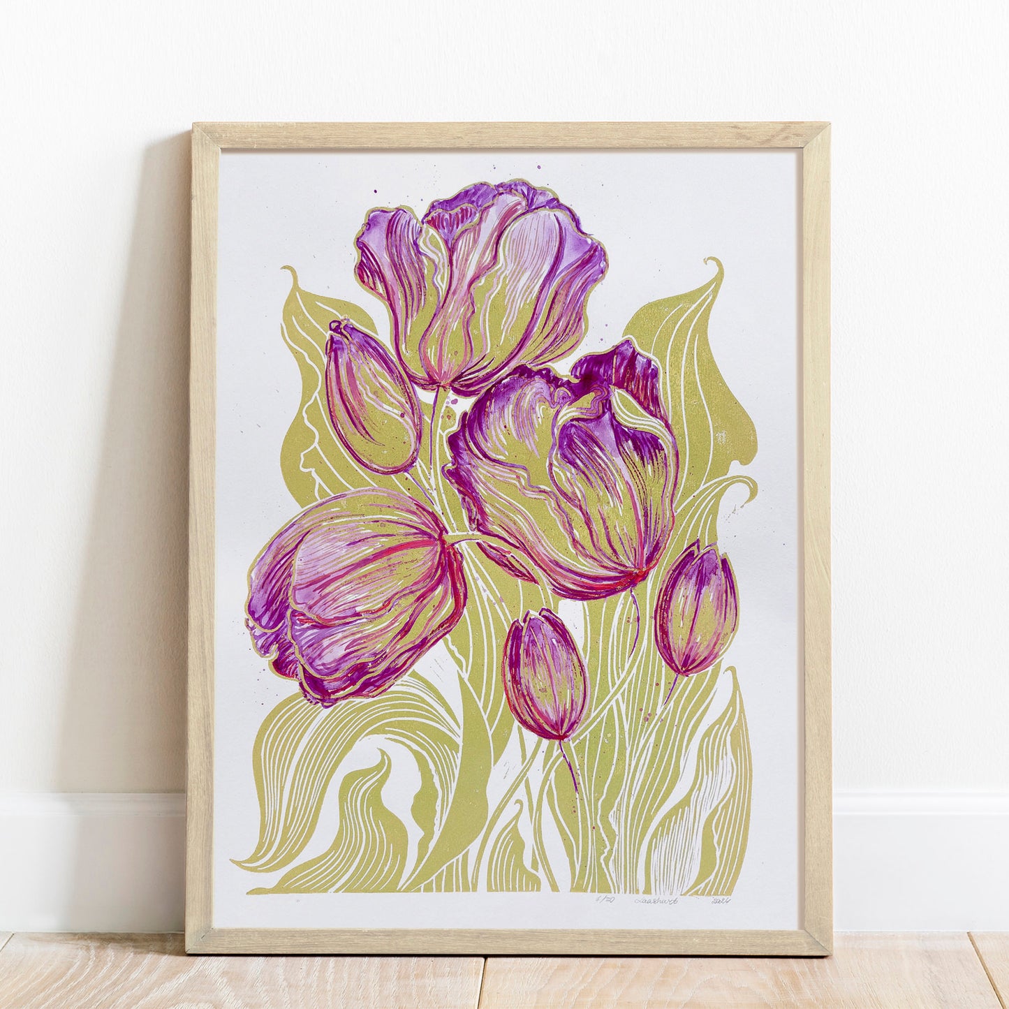 Watercolor purple tulips flowers Lime cream green plant Botanical linocut print Farmhouse wall decor, farm kitchen wall art, farm decor, easter gift, dorm room decor, diy gift, Dining Room Decor, daughter in law gift, cottagecore wall art, Botanical wall art, bookshelf decor, Bedroom wall art, aunt gift, Aesthetic wall art, office wall decor