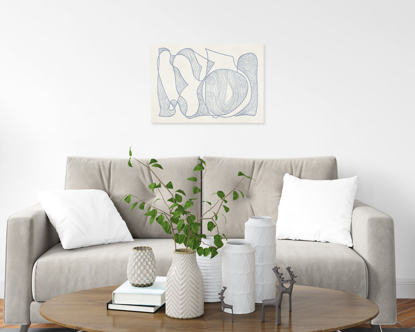 Printable wall art INSTANT DOWNLOAD Modern decoration Mid century modern Geometric large Neutral blue beige Abstract line poster Trendy bedroom decor living room office Japandi simple New first home gift thank you wife coworker digital