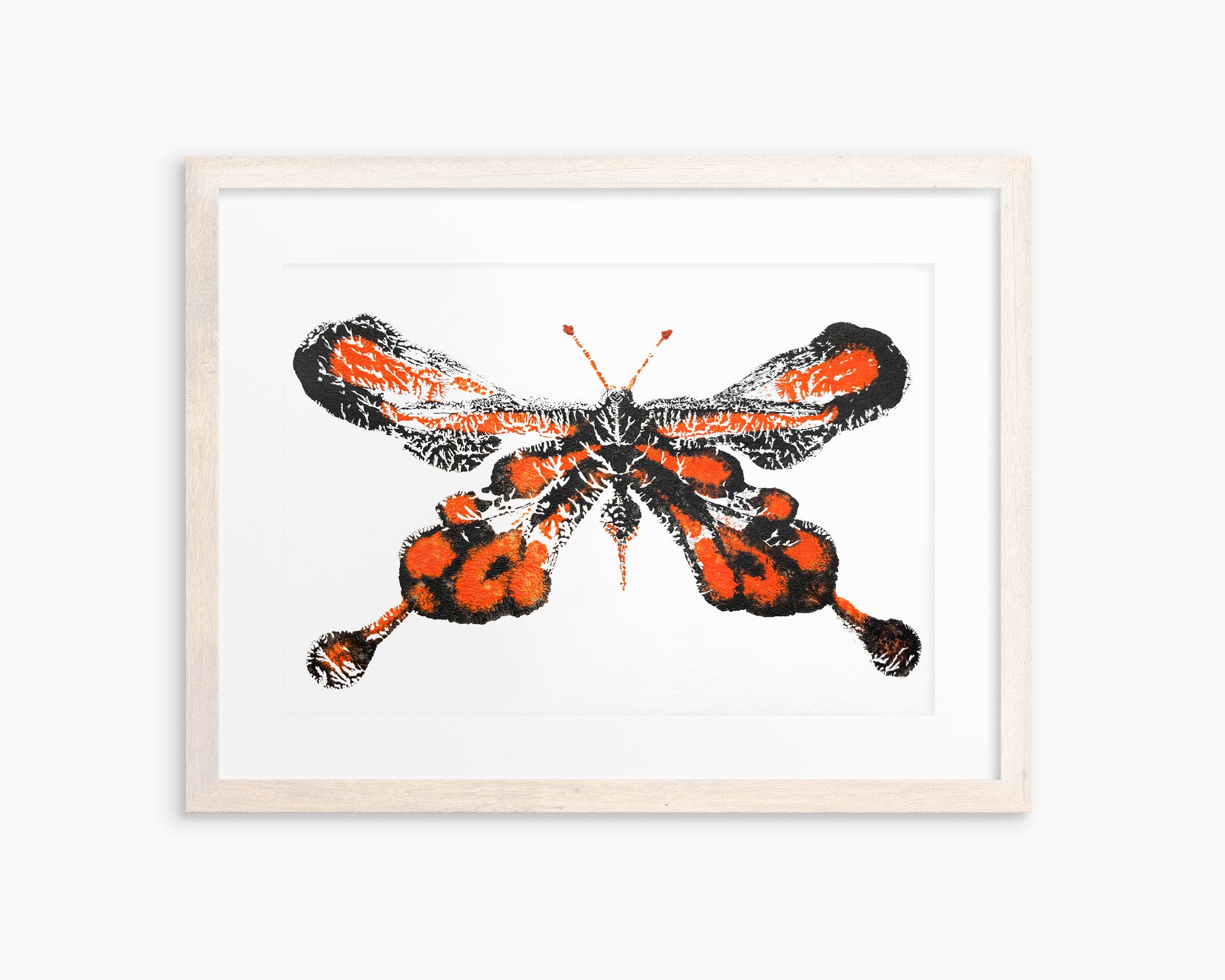 №4 - Red and black abstract butterfly Monotype print for Nature lover gift UNFRAMED