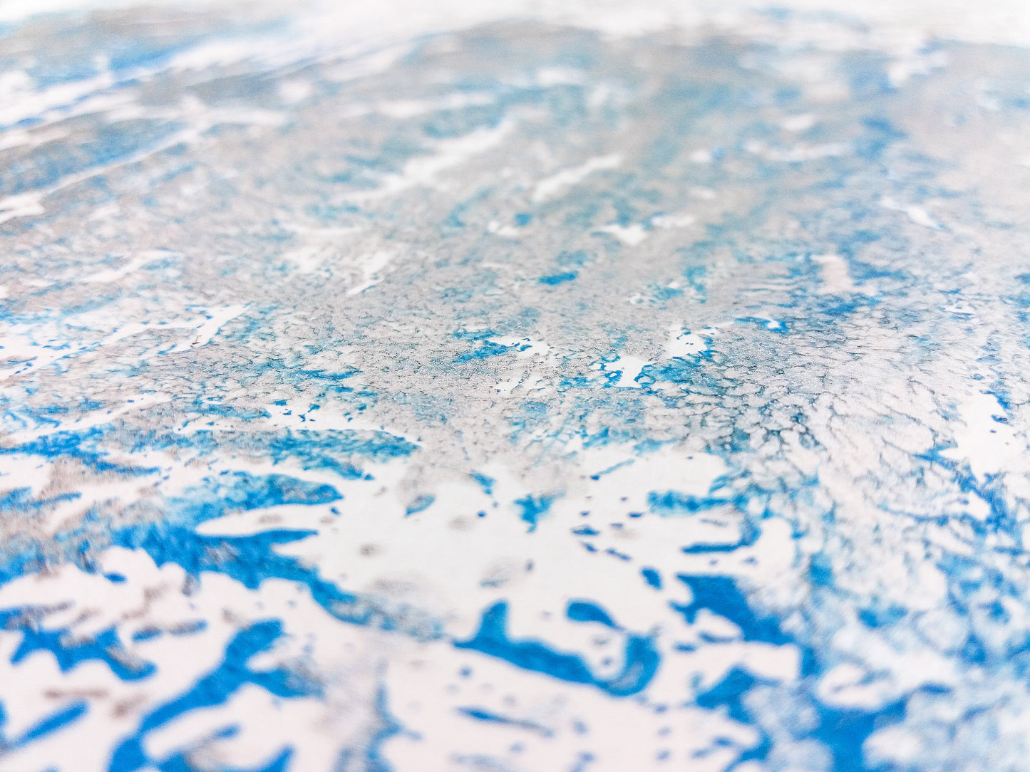 Details Silver and blue abstract cityscape relief Monotype print №5 / printmaking