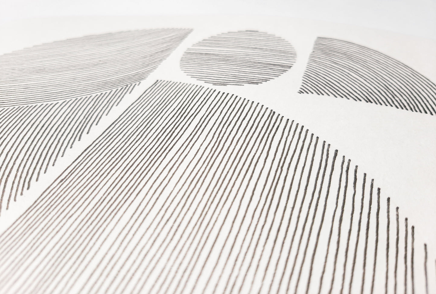 Details №3 Unique black and white paper «Geometric Symphony» Abstract line drawing shapes artwork