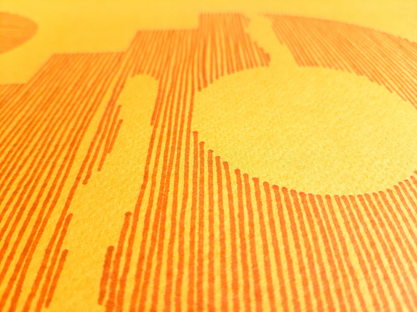 Details Unique yellow and orange arch with sun and cactus line shapes artwork