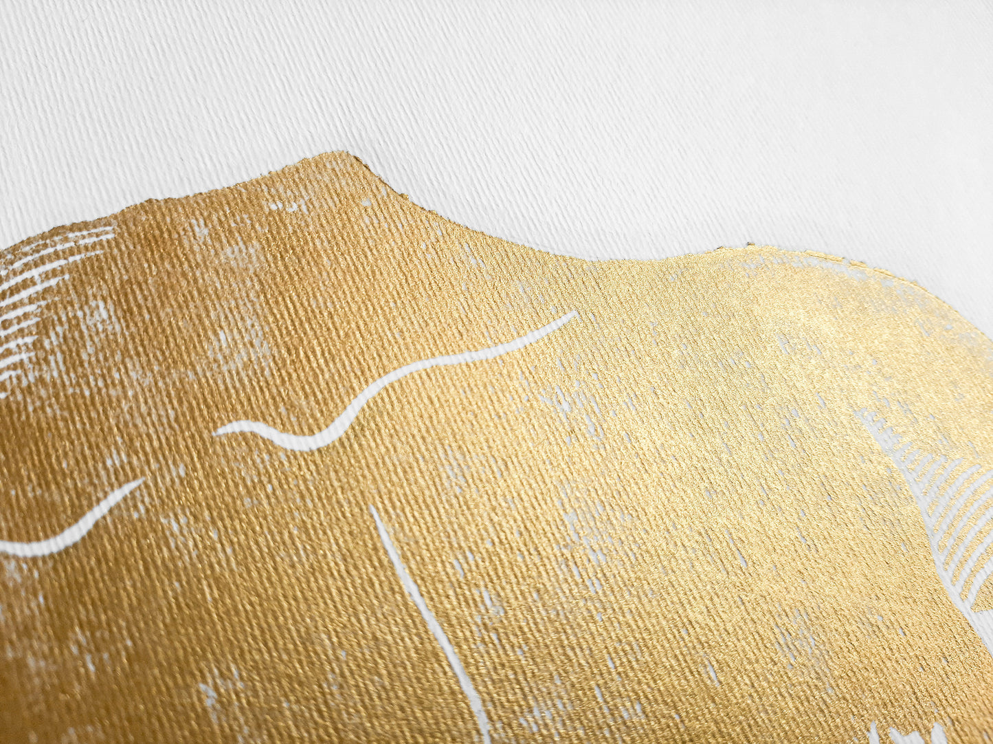 Details Gold bust nude woman relief Linocut print