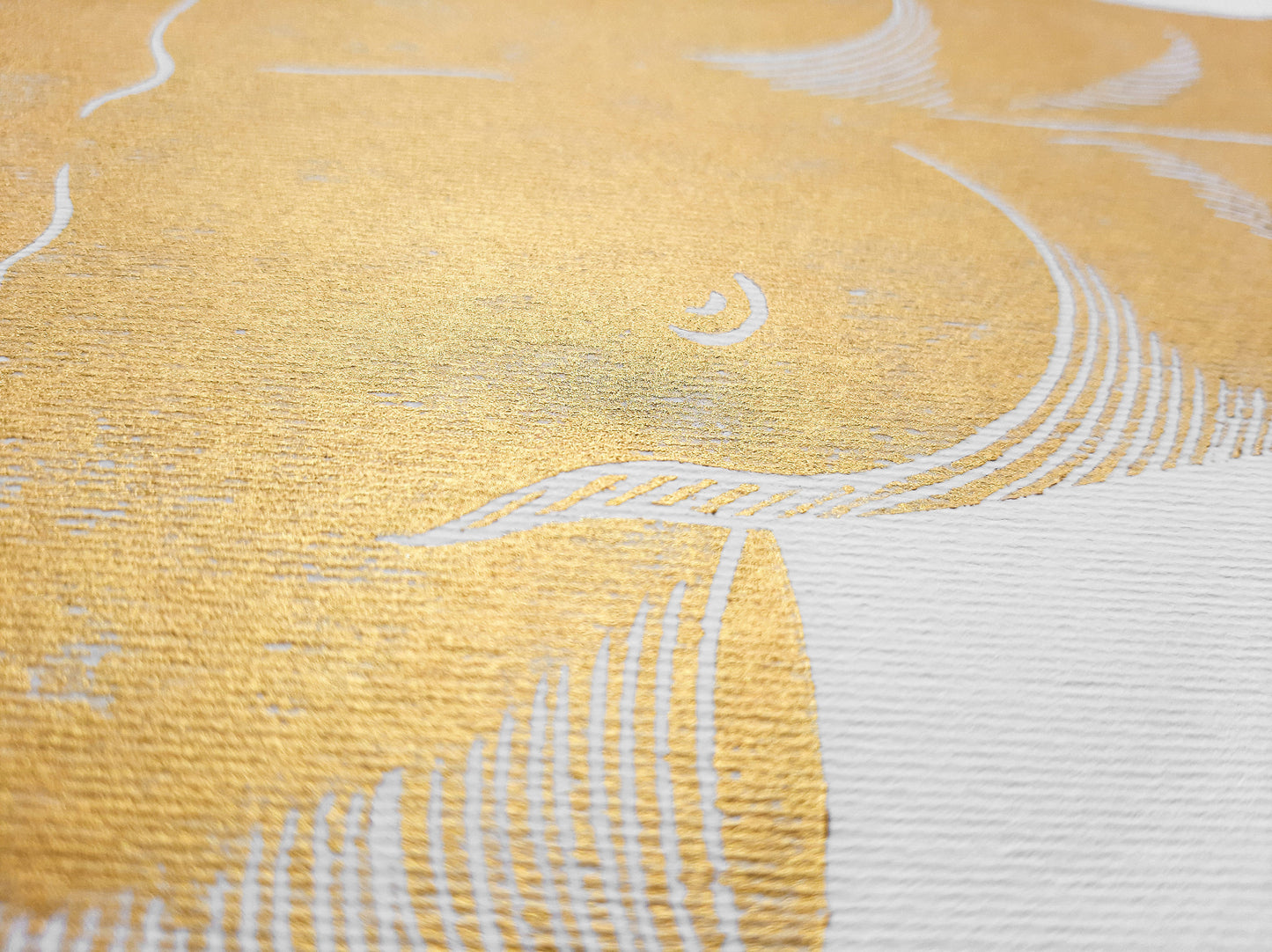 Details Gold bust nude woman relief Linocut print / printmaking / lino print / linogravure