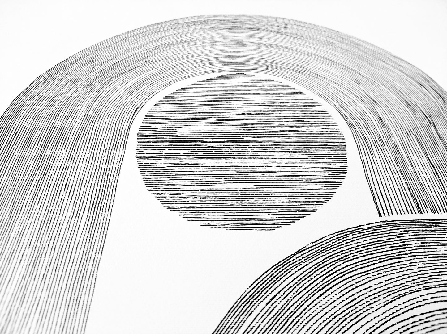 Details №3 Unique black and white Geometric abstract line drawing shapes artwork