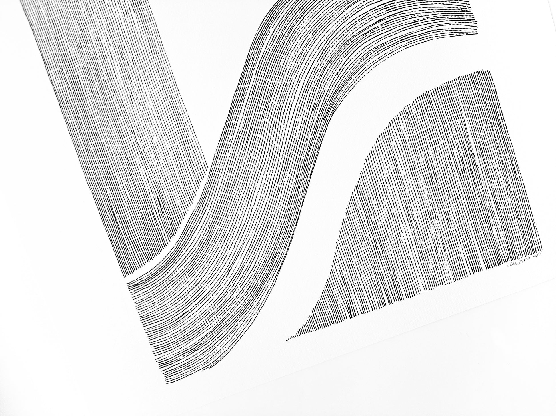 Details №3 Unique black and white Geometric abstract line drawing shapes artwork