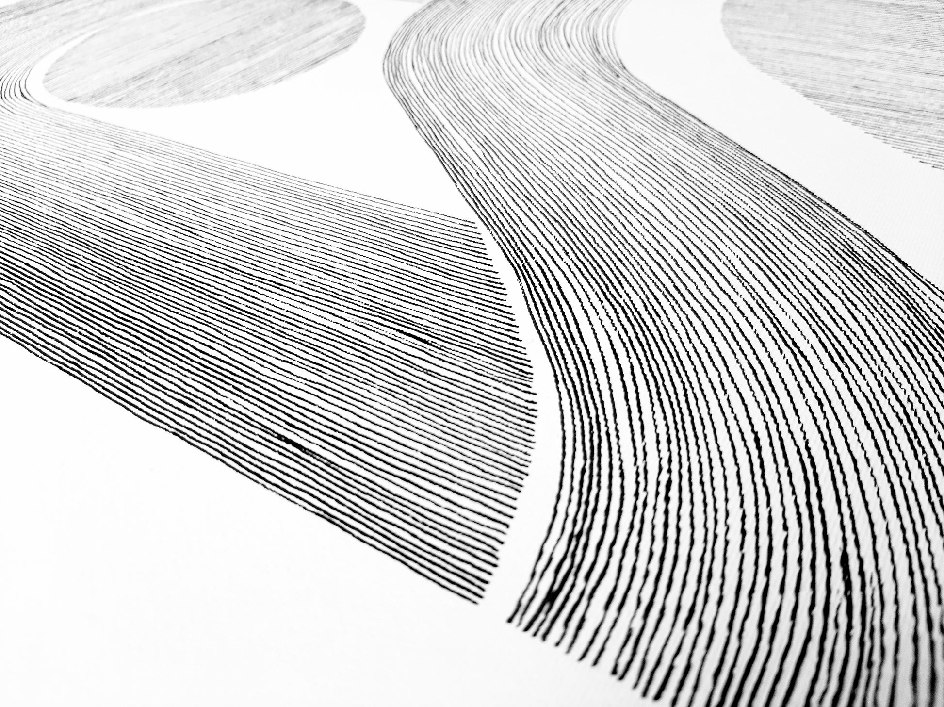 Details №3 Unique black and white Geometric abstract line drawing shapes artwork