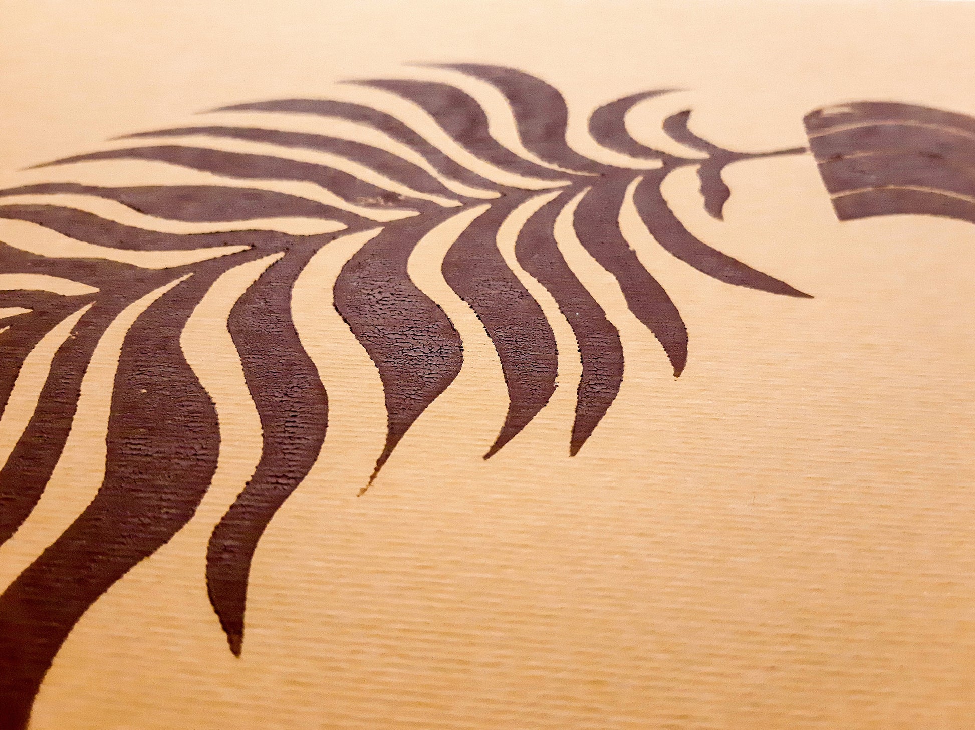 Boho brown wave vase and plant art Linocut print for New home gift UNFRAMED / lino print / linogravure / handmade art / classical art / living room, bedroom