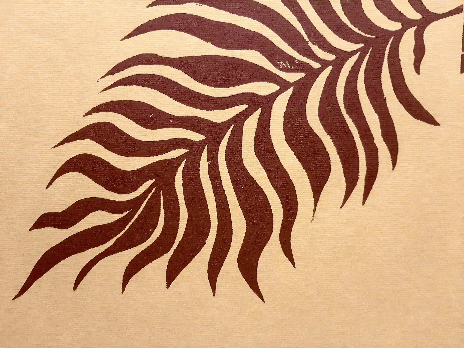 Boho brown wave vase and plant art Linocut print for New home gift UNFRAMED / lino print / linogravure / handmade art / classical art / living room, bedroom