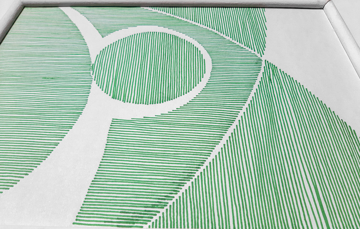 Details green Geometric abstract landscape line shapes artwork