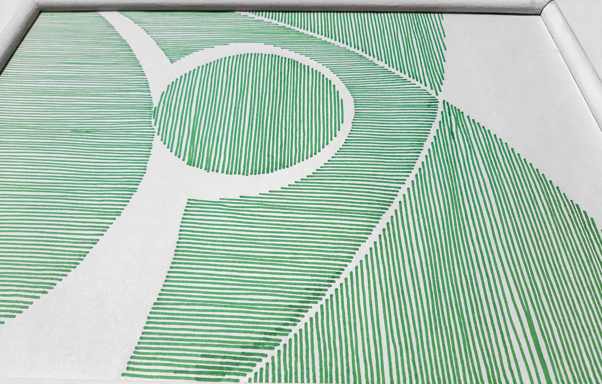 Details green Geometric abstract landscape line shapes artwork