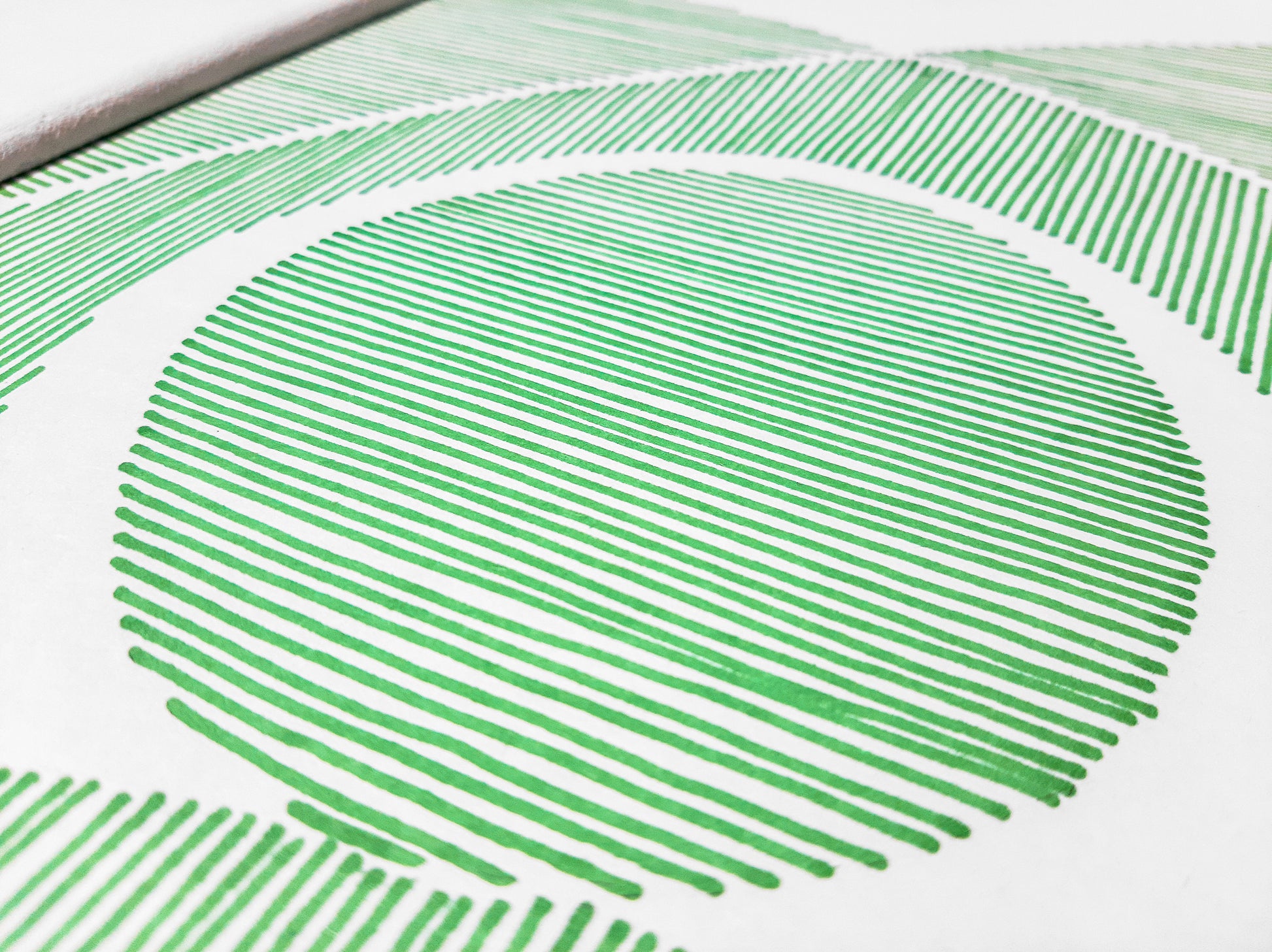 Details green Geometric abstract landscape line shapes artwork