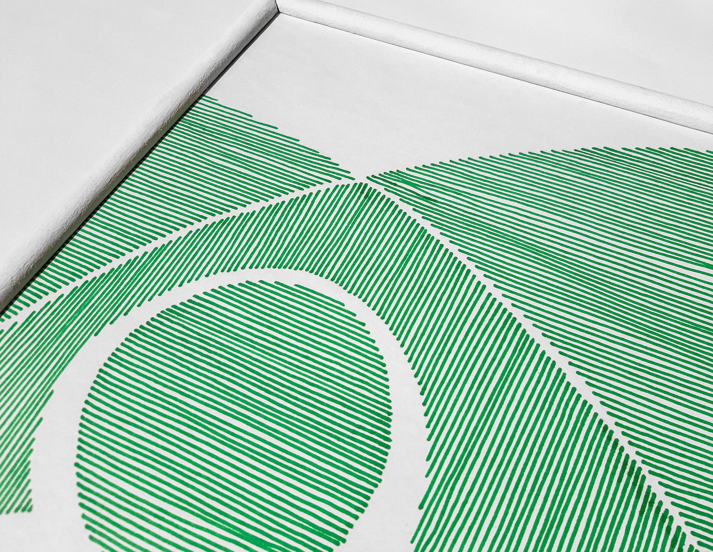 Details green Geometric abstract landscape line shapes artwork