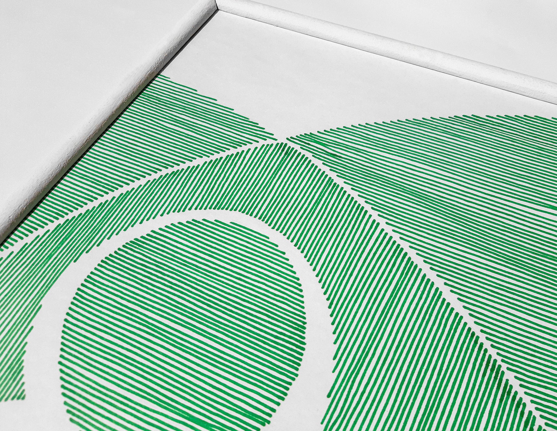 Details green Geometric abstract landscape line shapes artwork