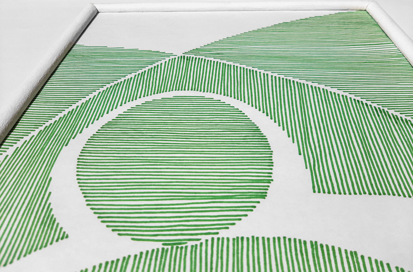 Details green Geometric abstract landscape line shapes artwork