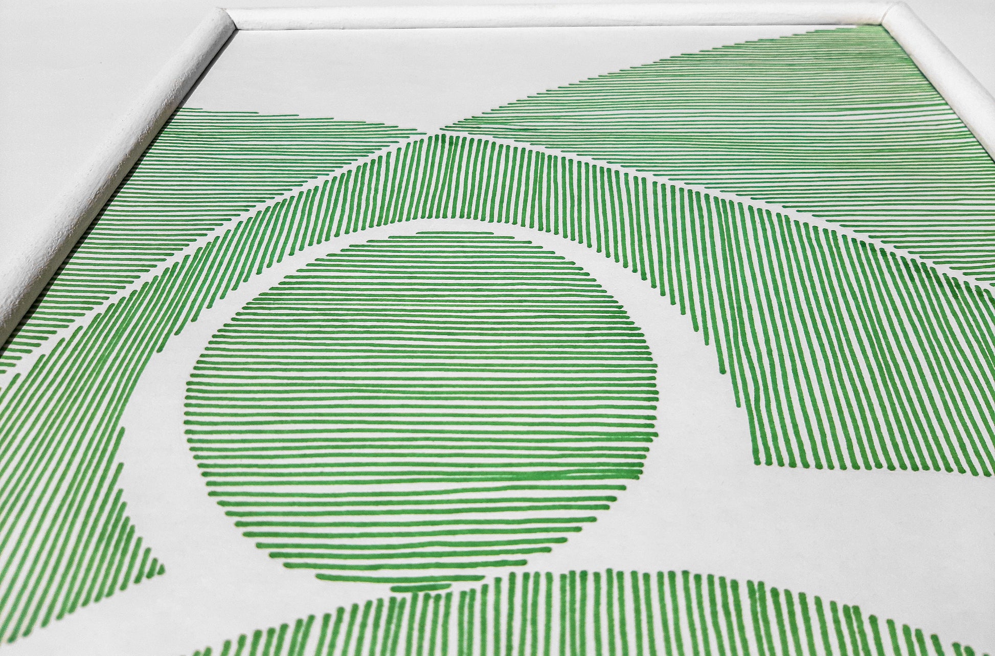 Details green Geometric abstract landscape line shapes artwork