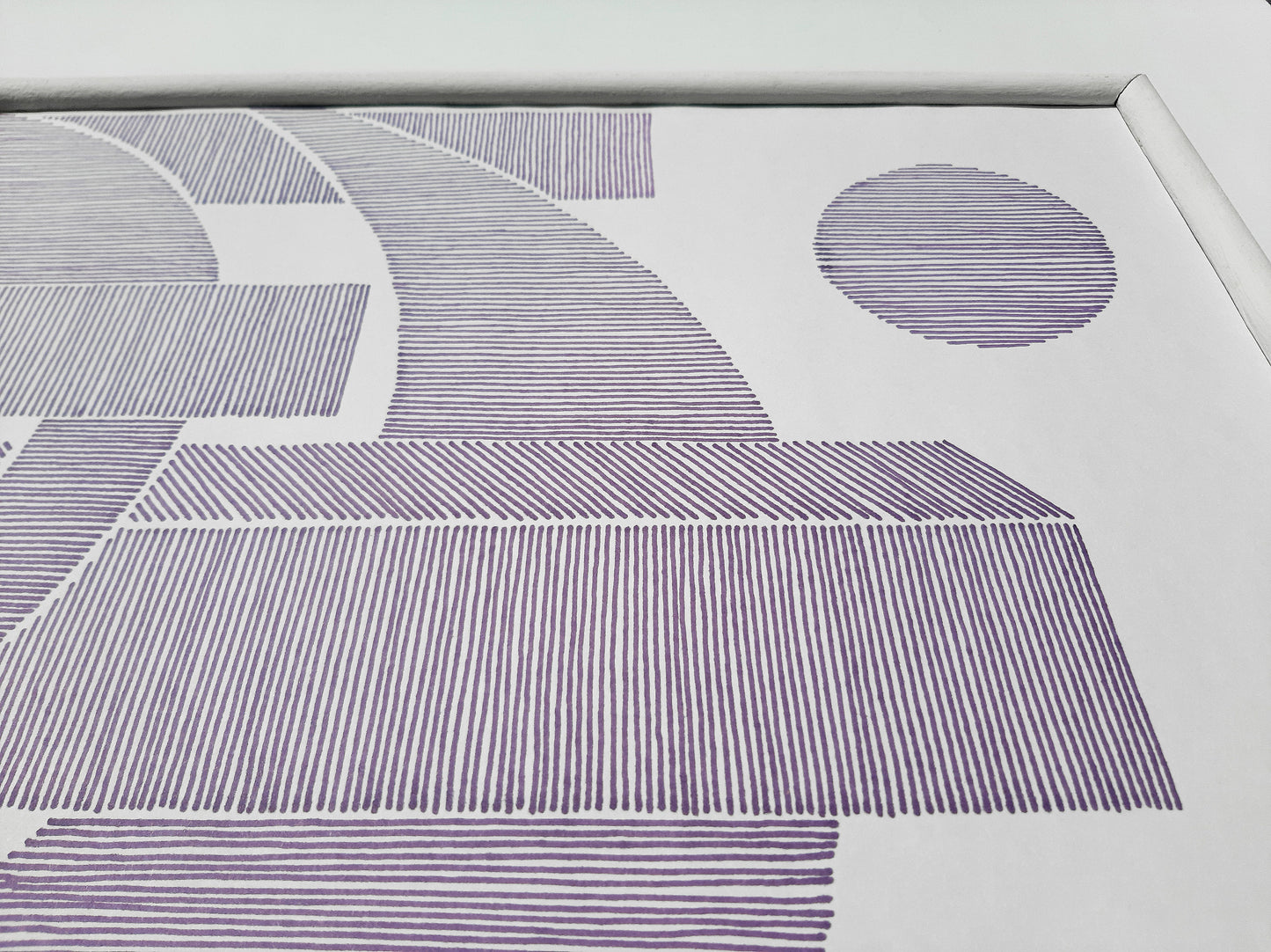 Details Purple Geometric abstract cityscape line drawing shapes artwork