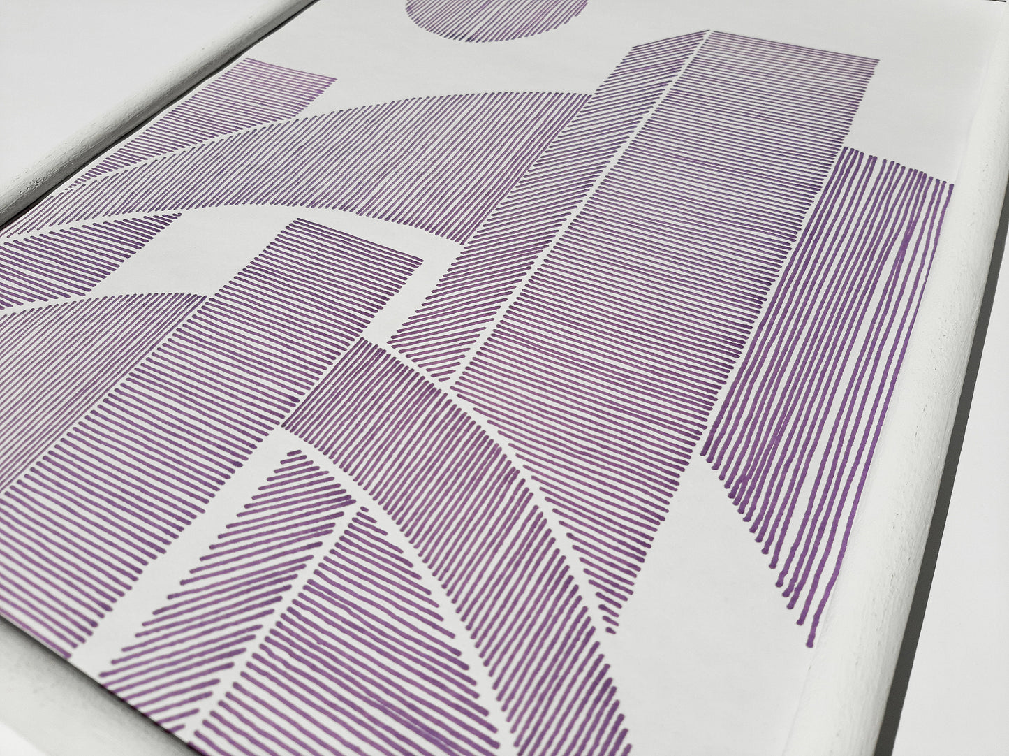 Details Purple Geometric abstract cityscape line drawing shapes artwork