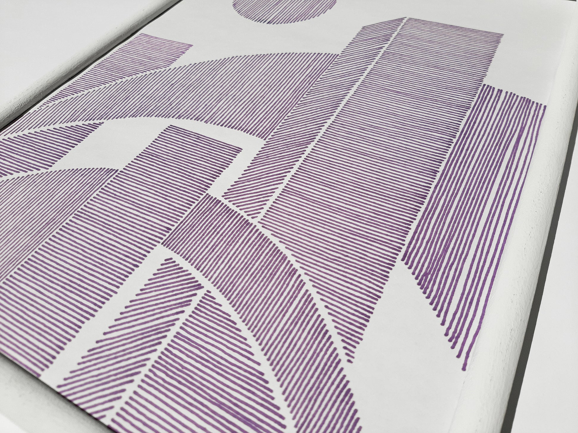 Details Purple Geometric abstract cityscape line drawing shapes artwork