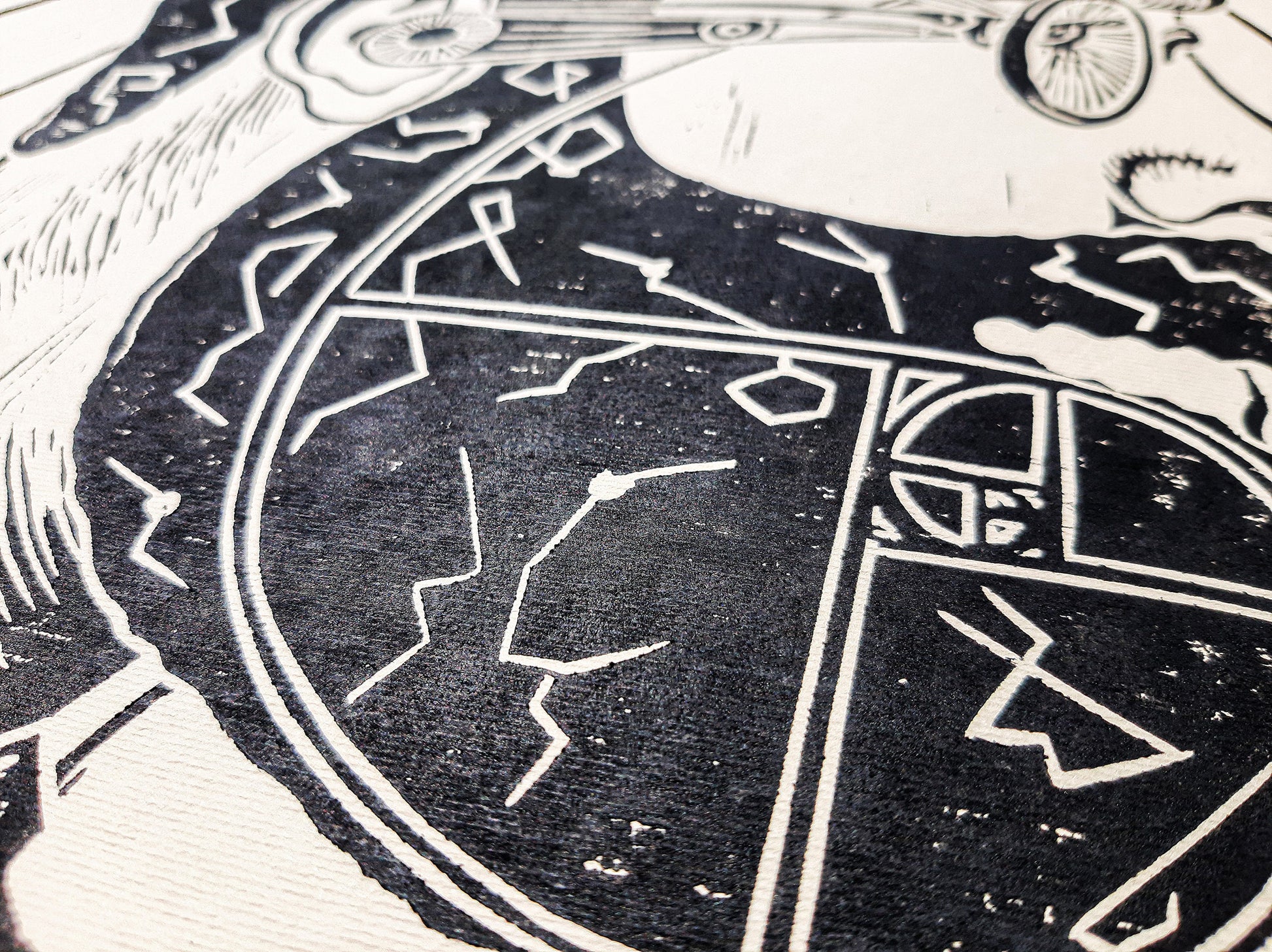 Linocut print Male portrait with constellations Solar system Moon phases map Original artwork for Boyfriend gift or Grandpa Chic wall decor, lino print, linogravure, printmaking art, handmade wall art, bedroom wall decor, living room wall art, man art, black and beige wall art