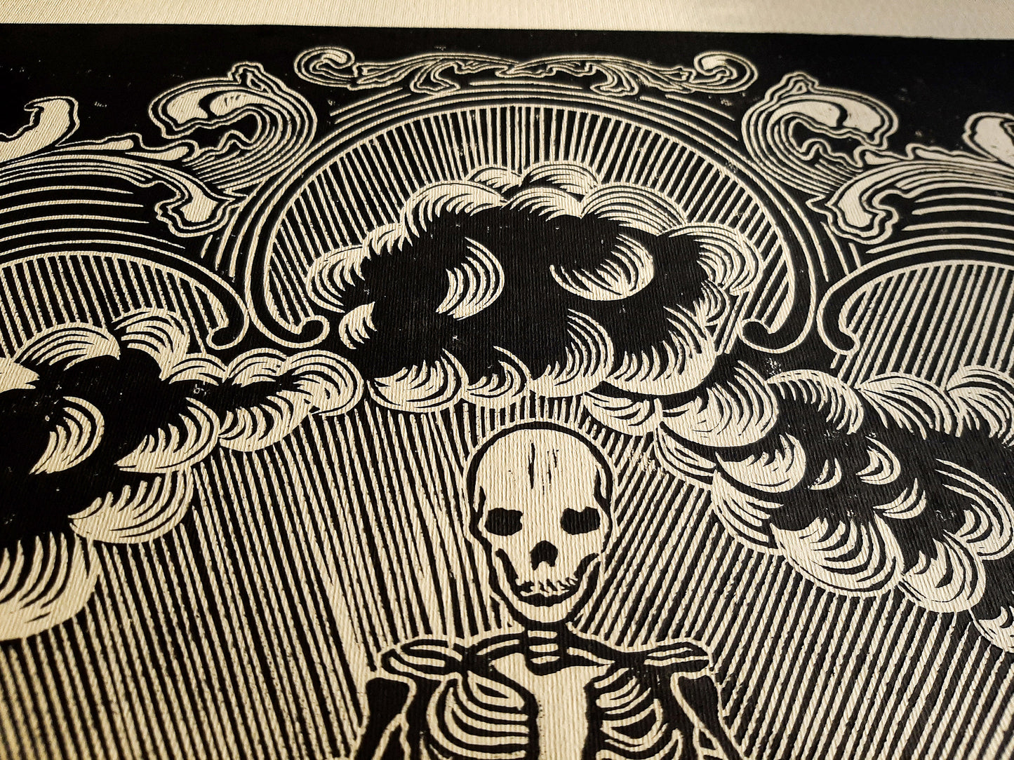 Lose your mind find your soul Skeleton wall art Linocut print for New home gift UNFRAMED, Grandpa Chic wall, Goth wall art, Edgy punk wall, Mindfulness art, Meditation wall art, Linogravure, Bedroom wall art, Lino print, printmaking art, living room wall decor, yoga art, vintage art, horror art, handmade wall art, original artwork