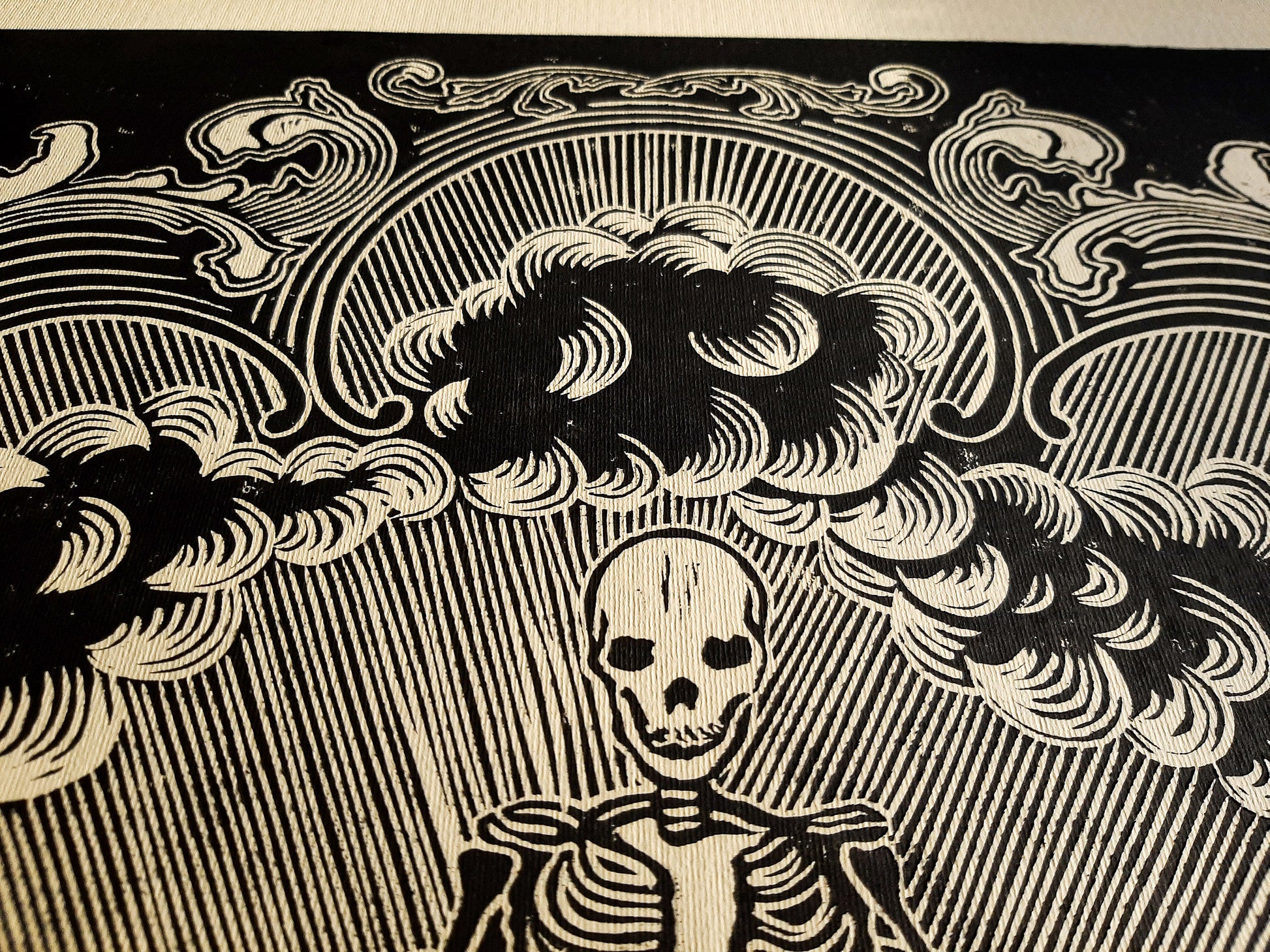 Lose your mind find your soul Skeleton wall art Linocut print for New home gift UNFRAMED, Grandpa Chic wall, Goth wall art, Edgy punk wall, Mindfulness art, Meditation wall art, Linogravure, Bedroom wall art, Lino print, printmaking art, living room wall decor, yoga art, vintage art, horror art, handmade wall art, original artwork
