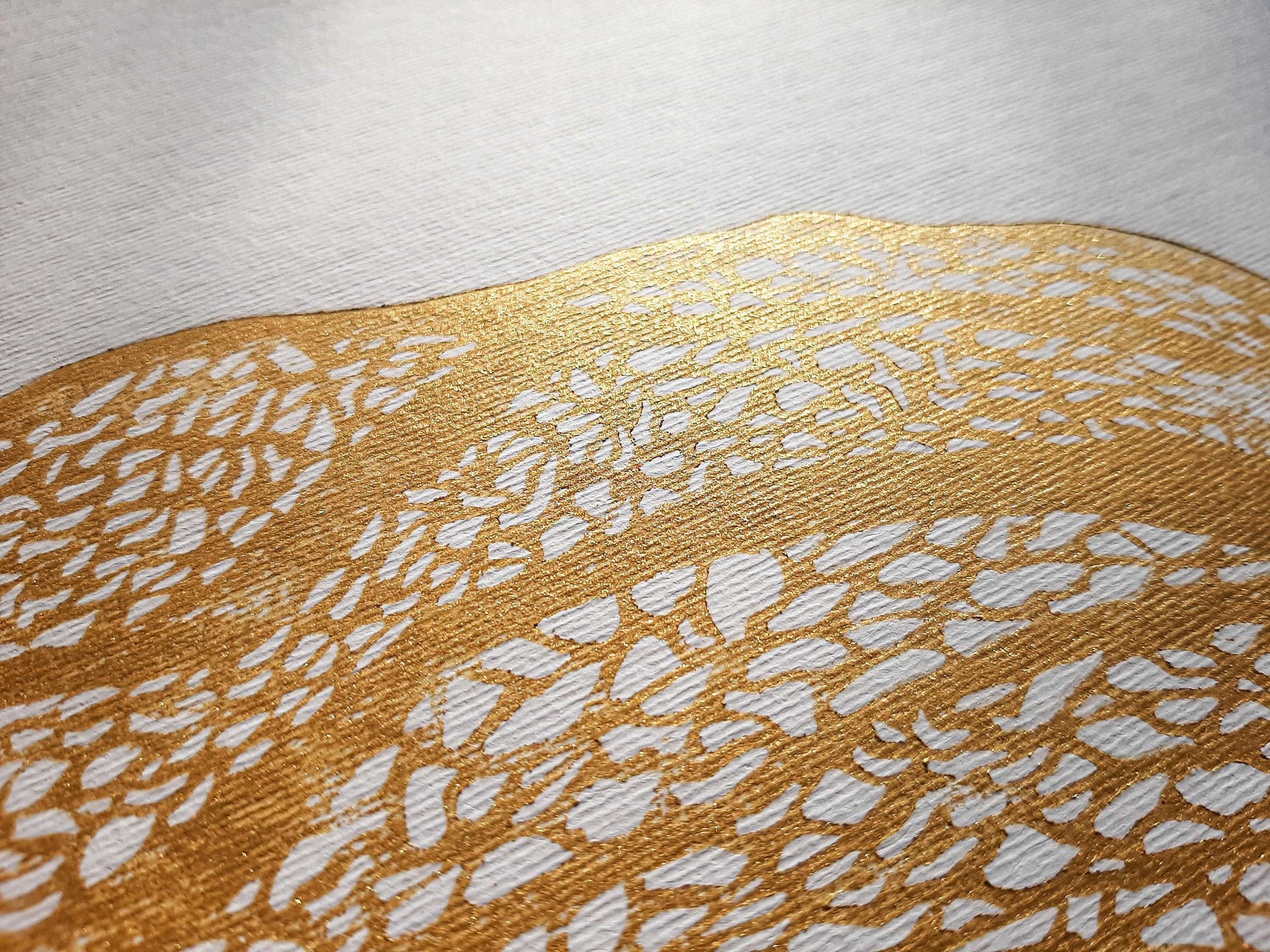 Details white and gold Physalis plant Linocut print / printmaking / lino print / linogravure