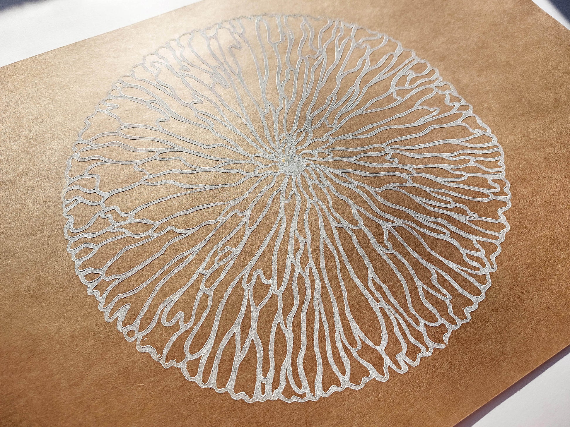 Craft and white abstract flower Linocut print 12x16in for New home gift UNFRAMED Printmaking relief print Original artwork Minimalist nature print New home gift Housewarming gift lino print linogravure