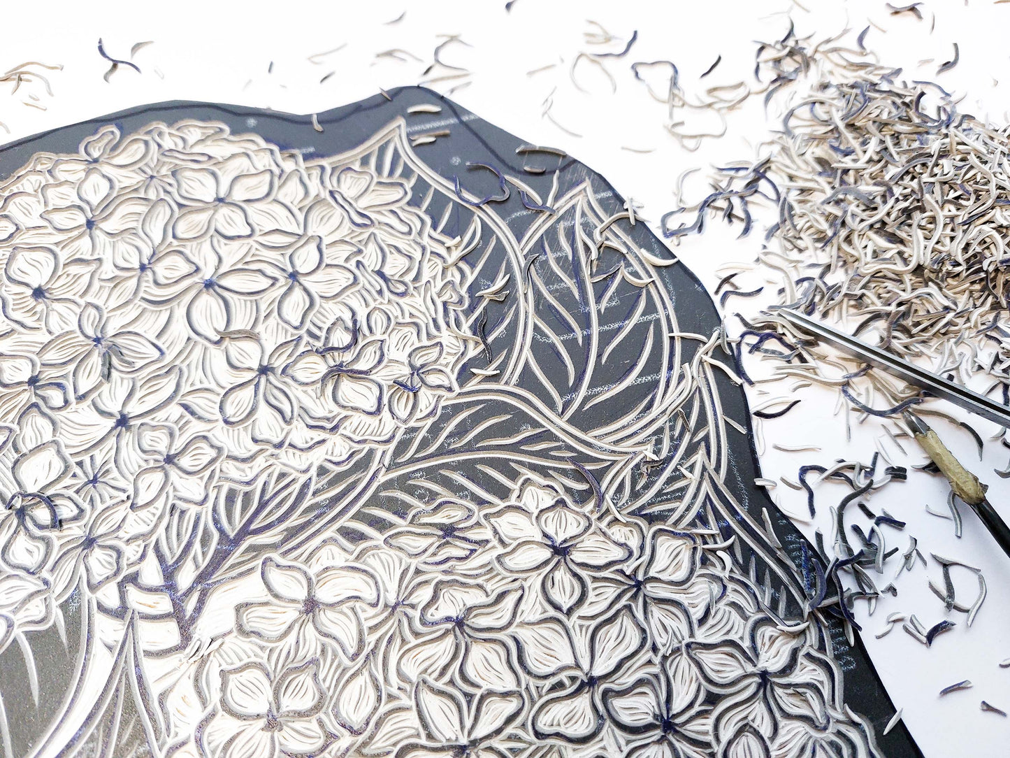 linocutting process / linocut / linogravure / block lino