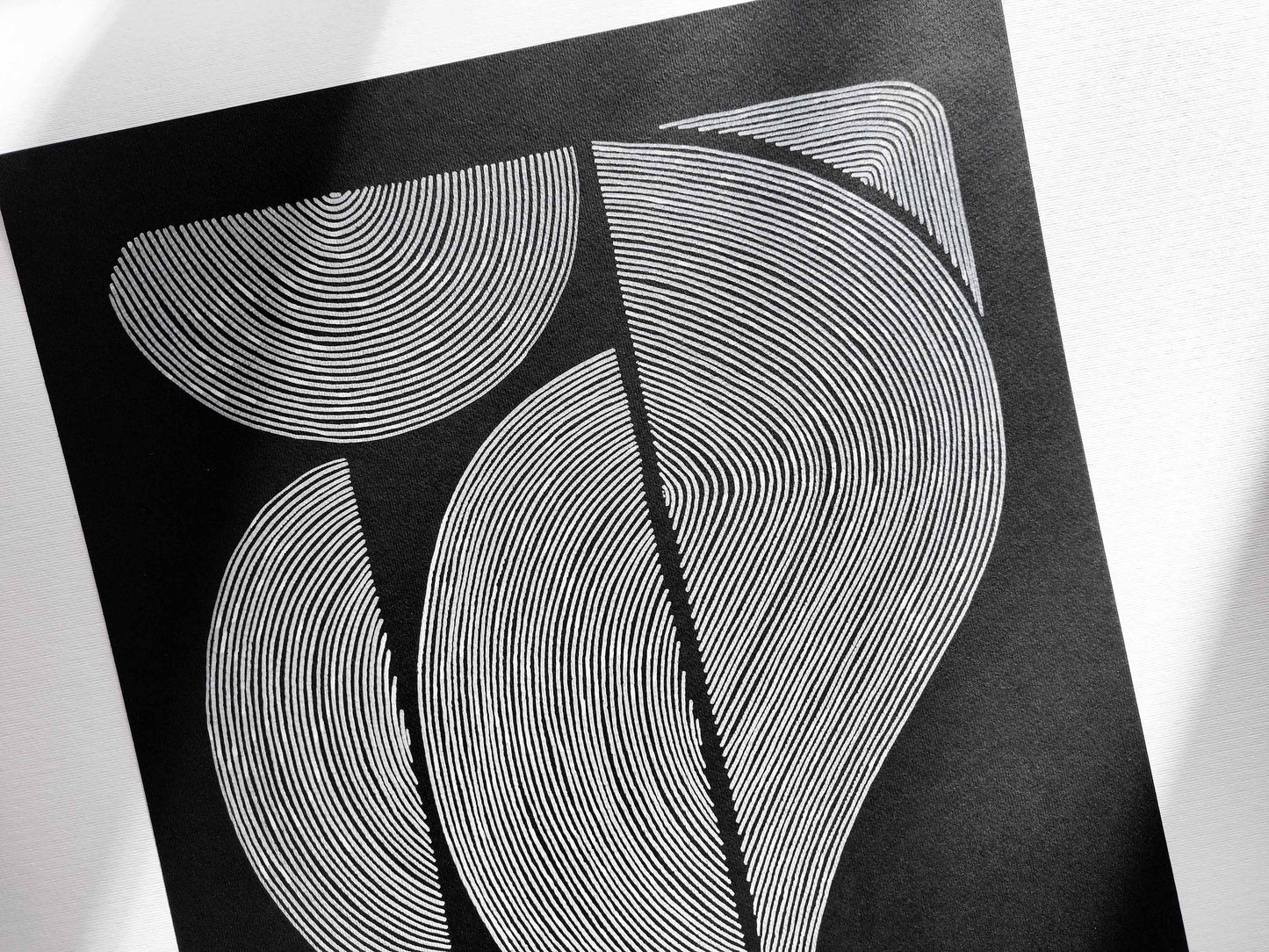 №11 Black and white geometric abstract line shapes artwork for New home gift UNFRAMED for living room, or bedroom original artwork