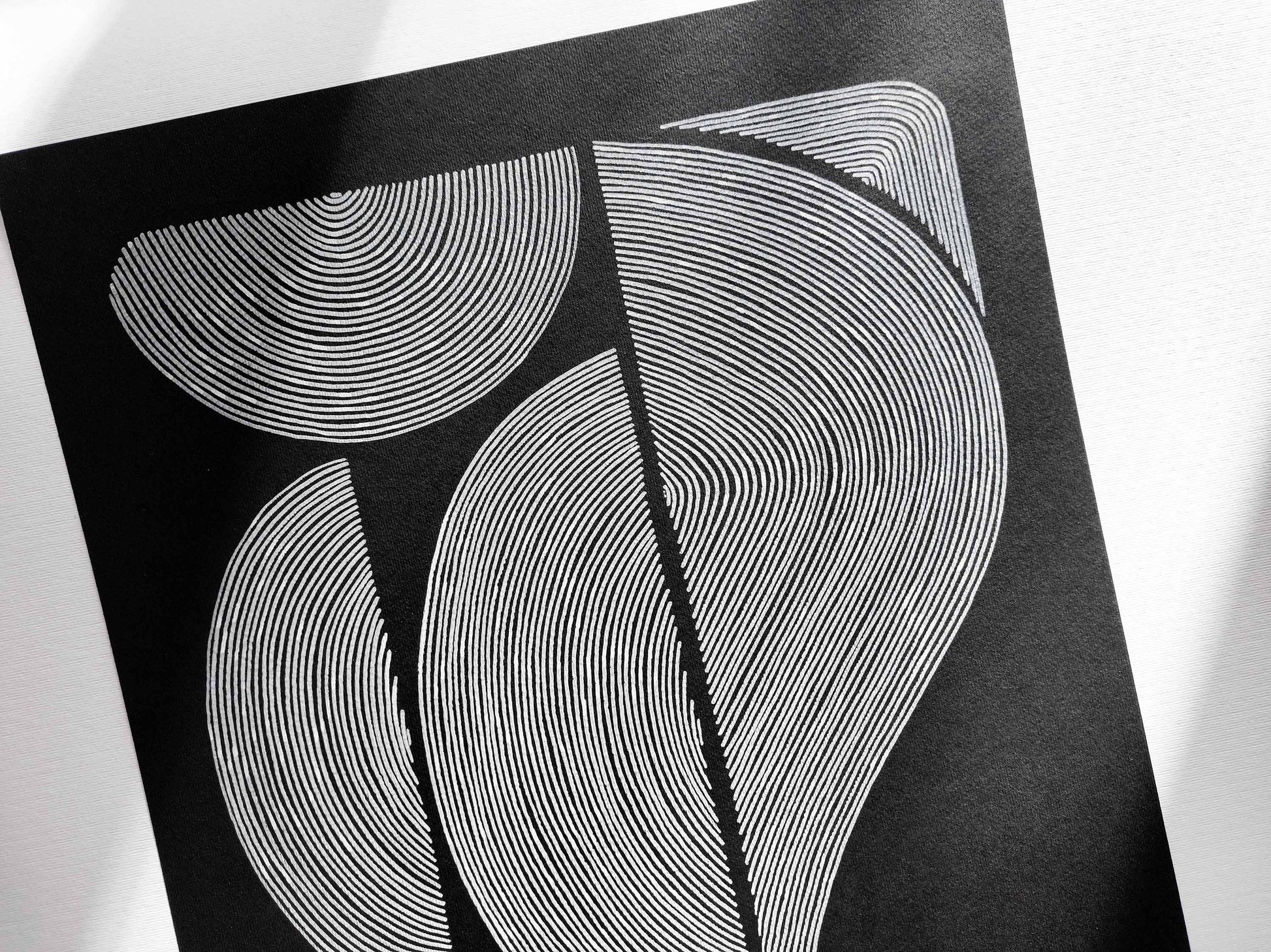 №11 Black and white geometric abstract line shapes artwork for New home gift UNFRAMED  for living room, or bedroom original artwork