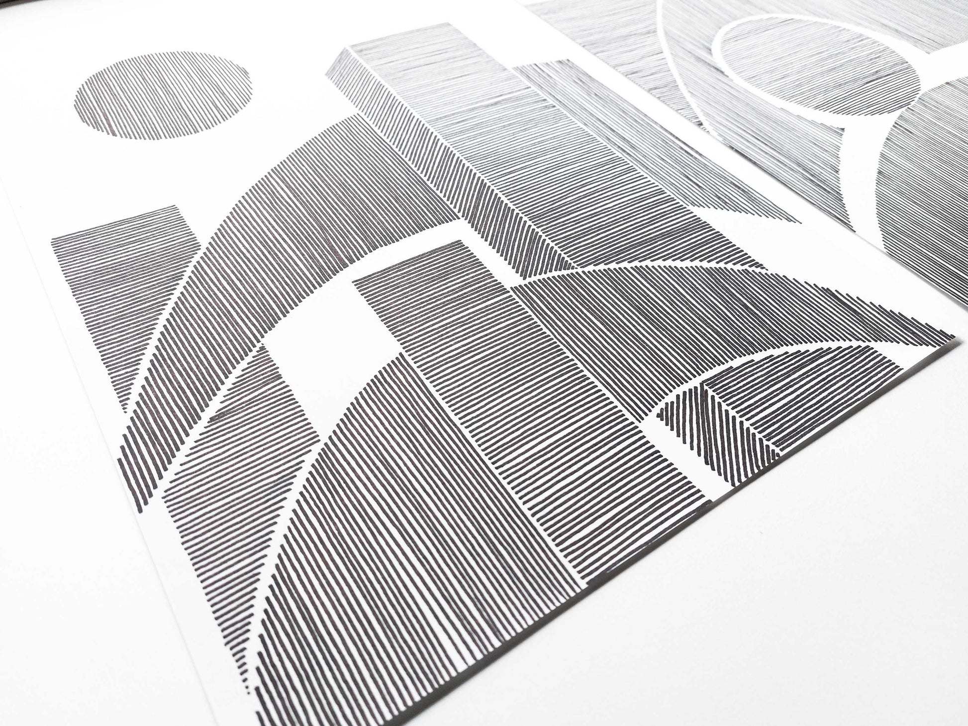 Details black Geometric abstract cityscape line drawing shapes artwork