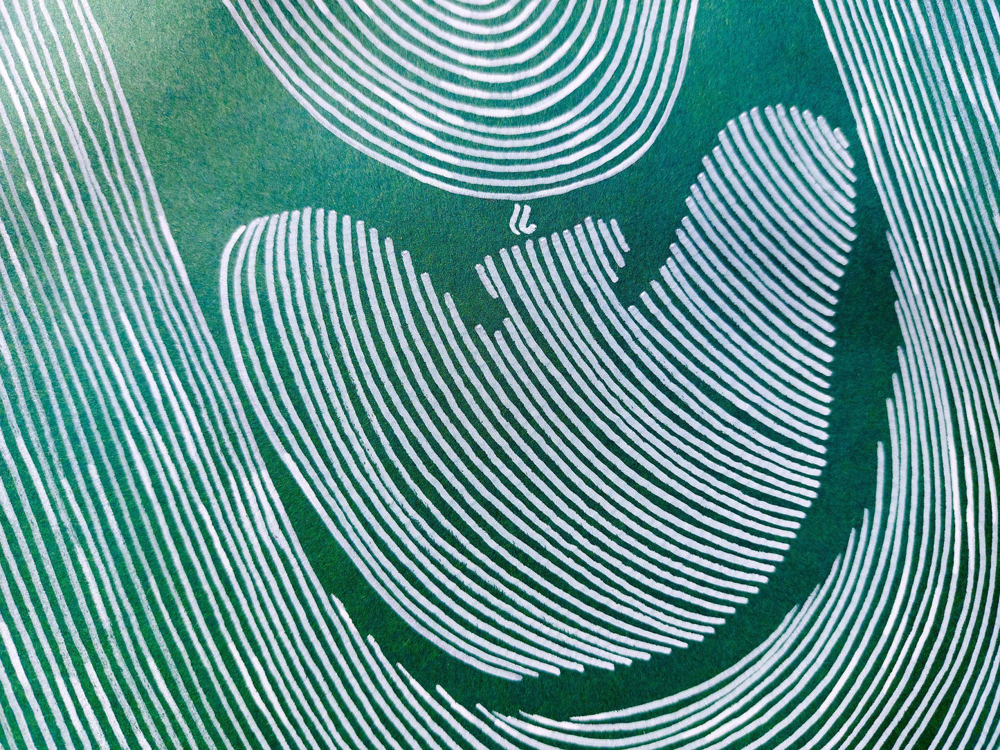 Details Emerald green Abstract flower line drawing shapes artwork