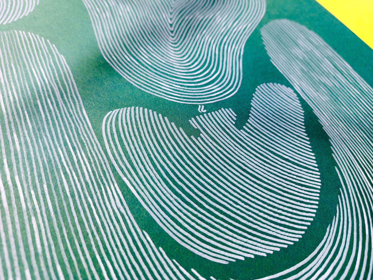 Details Emerald green Abstract flower line drawing shapes artwork