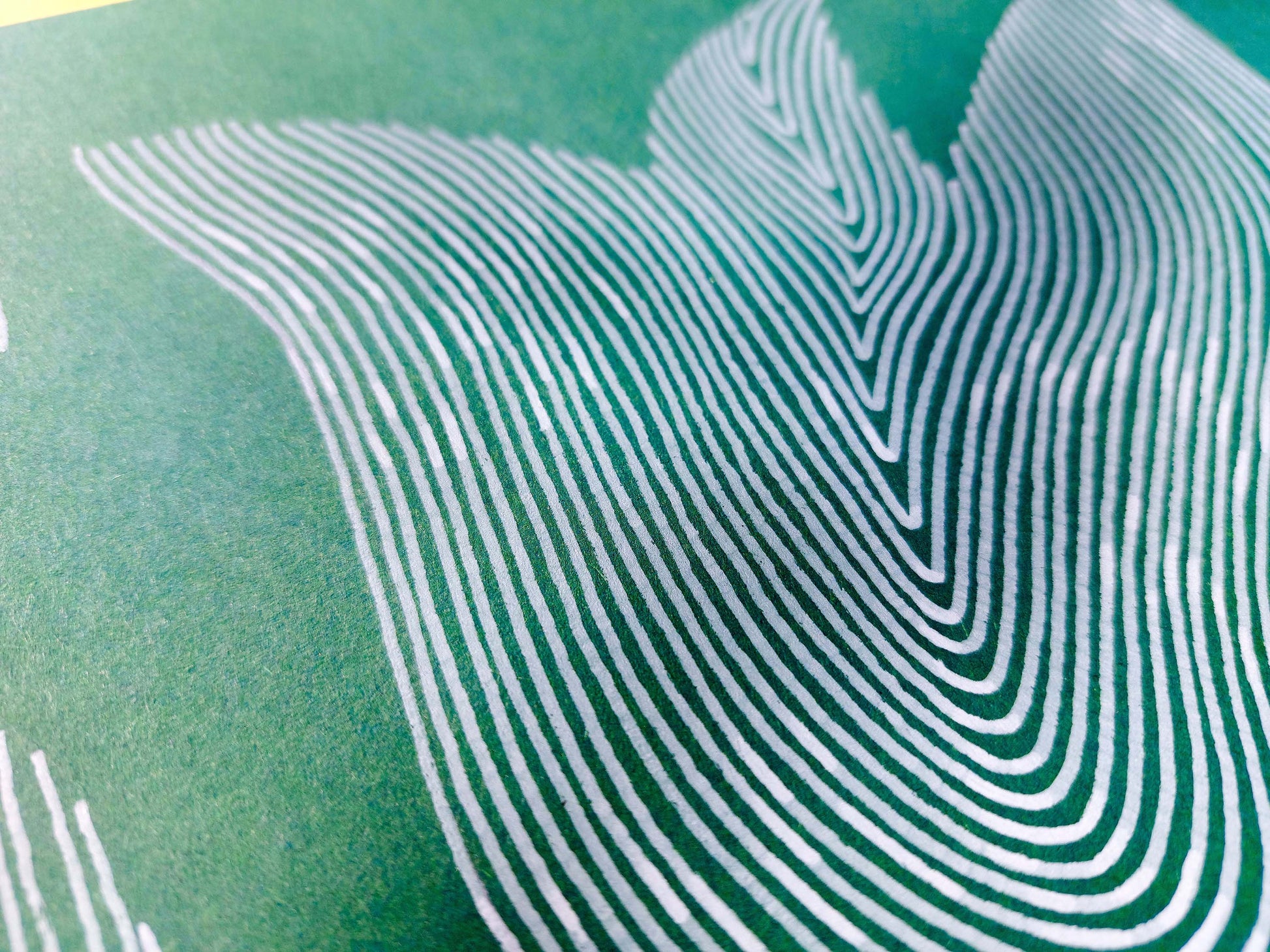 Details Emerald green Abstract flower line drawing shapes artwork
