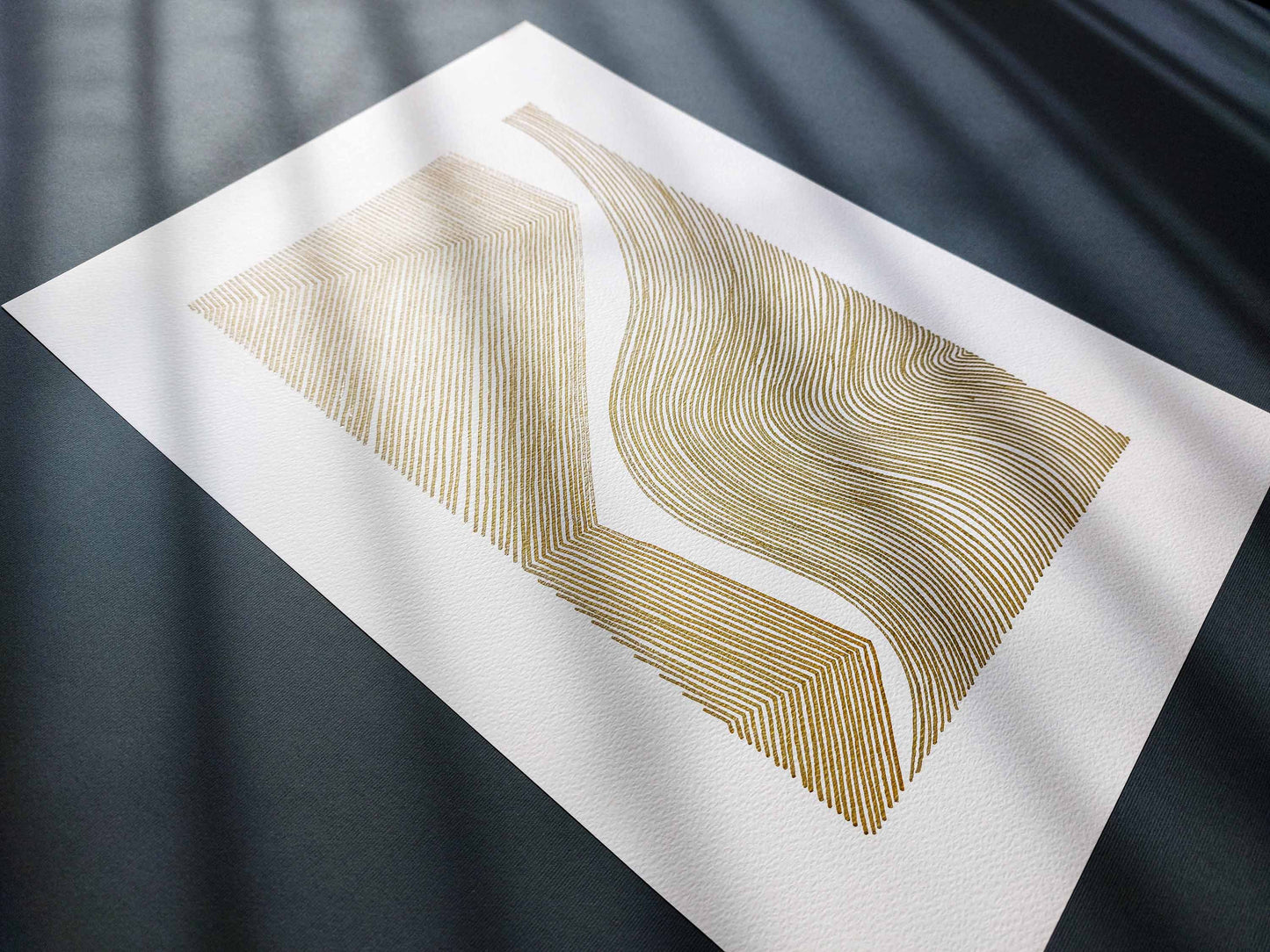 №5 Unique gold geometric abstract line shapes artwork for New home gift UNFRAMED for living room, or bedroom original artwork