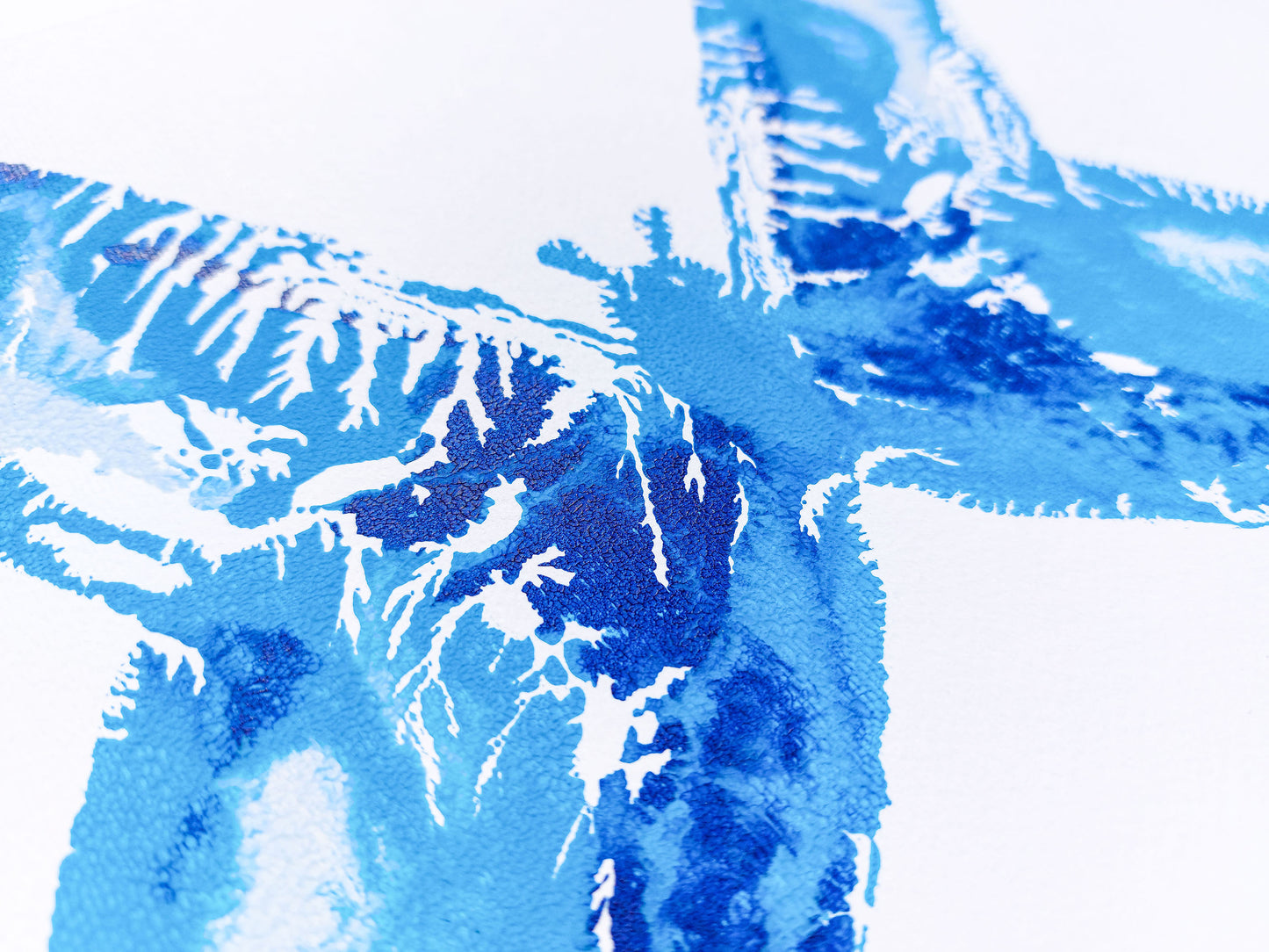 Gallery wall Set of 2 Blue monotype prints Abstract butterflies Original artwork Holiday winter wall art for New home gift, Relief print, Simple artwork, New home gift, Printmaking art, Festive handmade block print, winter art decoration