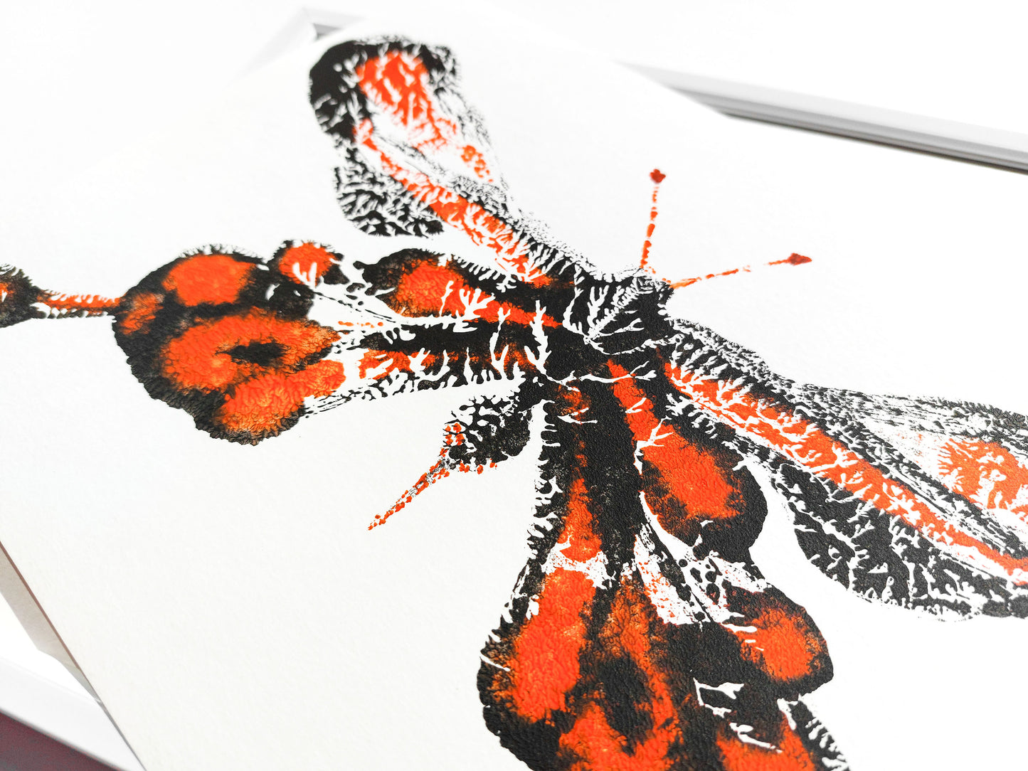 №4 - Red and black abstract butterfly Monotype print for Nature lover gift UNFRAMED