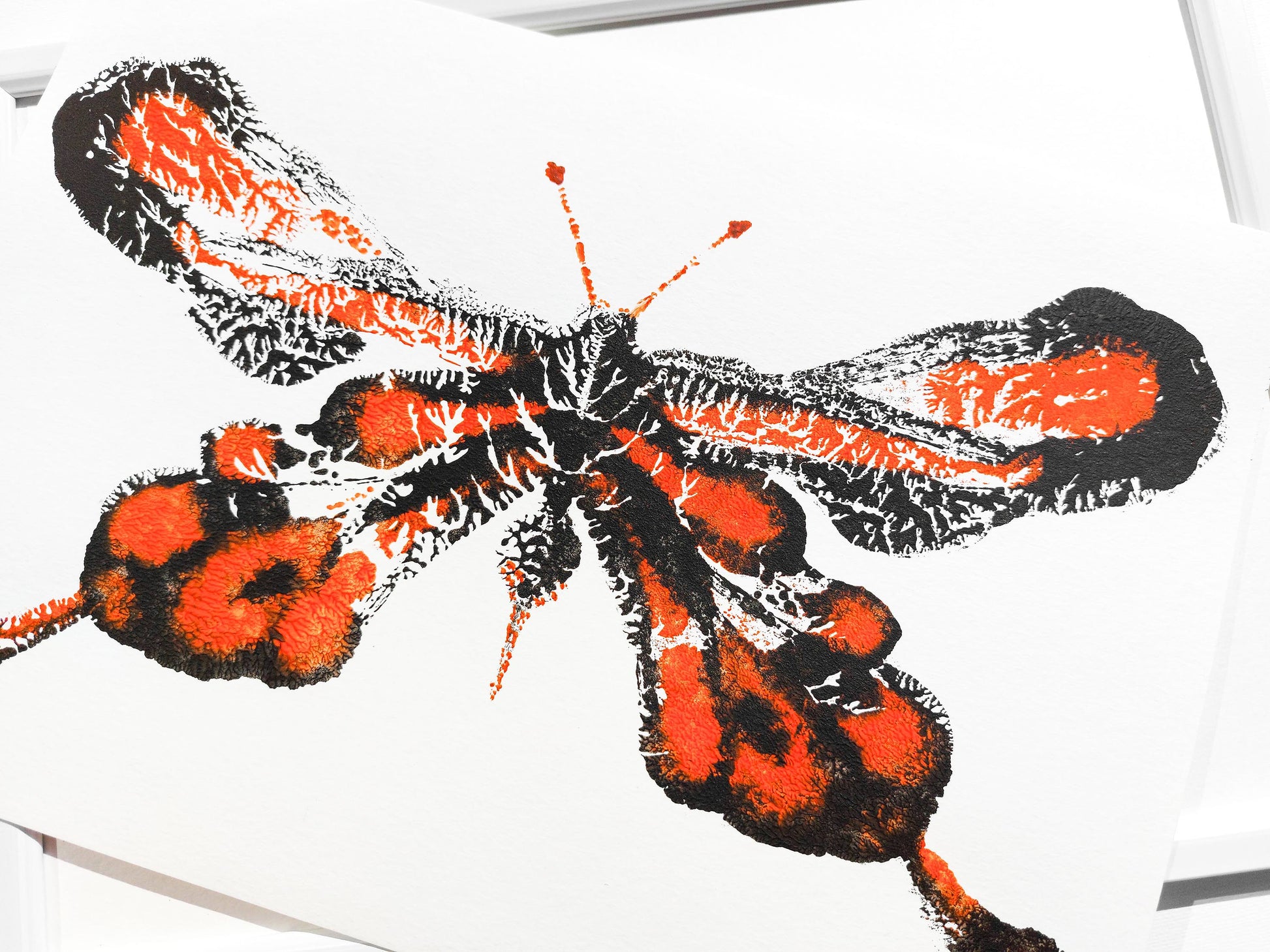 №4 - Red and black abstract butterfly Monotype print for Nature lover gift UNFRAMED