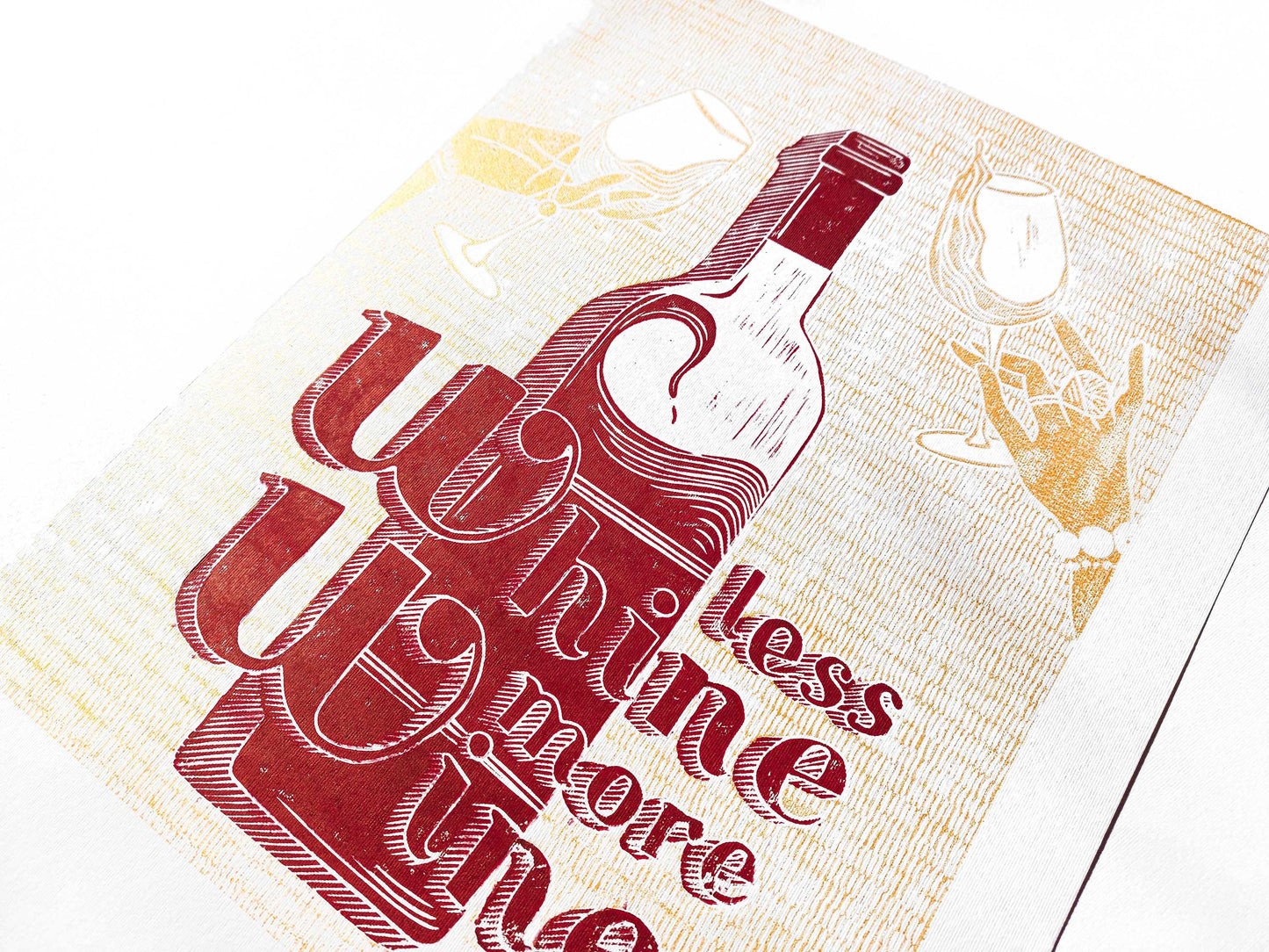 Holiday gallery wall set of 2 Wine original artwork Less whine more wine Linocut print Women hand with glass of red wine for Bar gift art UNFRAMED, lino print, linogravure, printmaking art, relief print, block print, festive wall art, alcohol poster, bar art, original artwork, New home gift, housewarming gift, modern kitchen art, bedroom wall decor, dining romm decor, birthday decor, christmas decoration, burgundy, purple, dark red and black, gold wall artwork