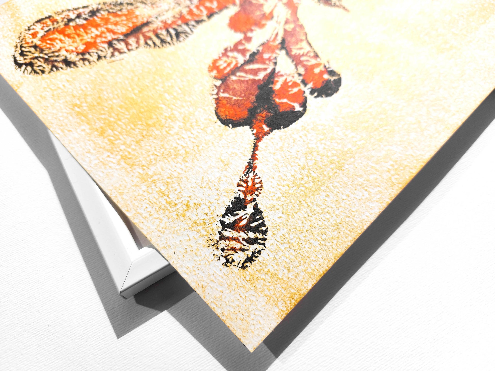 Details relief print №8 - Gold paper Red and black abstract butterfly Monotype print / printmaking