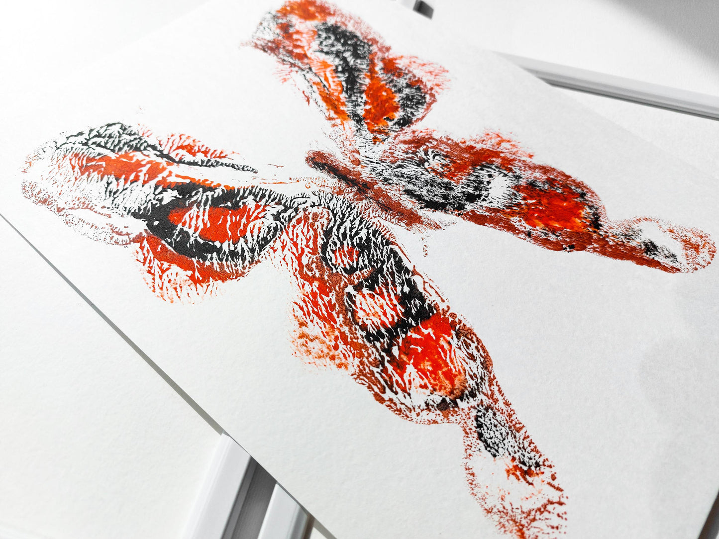 Red and black abstract butterfly Monotype print for Nature lover gift UNFRAMED moth wall decor modern Living room or bedroom decor Original artwork