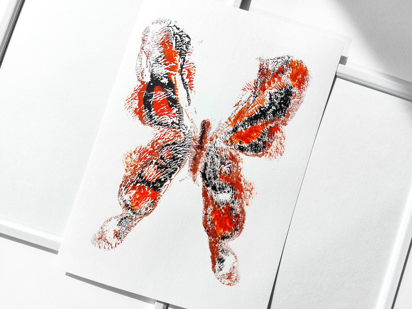 Red and black abstract butterfly Monotype print for Nature lover gift UNFRAMED moth wall decor modern Living room or bedroom decor Original artwork