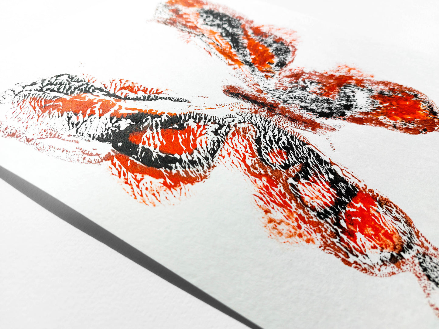 Red and black abstract butterfly Monotype print for Nature lover gift UNFRAMED moth wall decor modern Living room or bedroom decor Original artwork