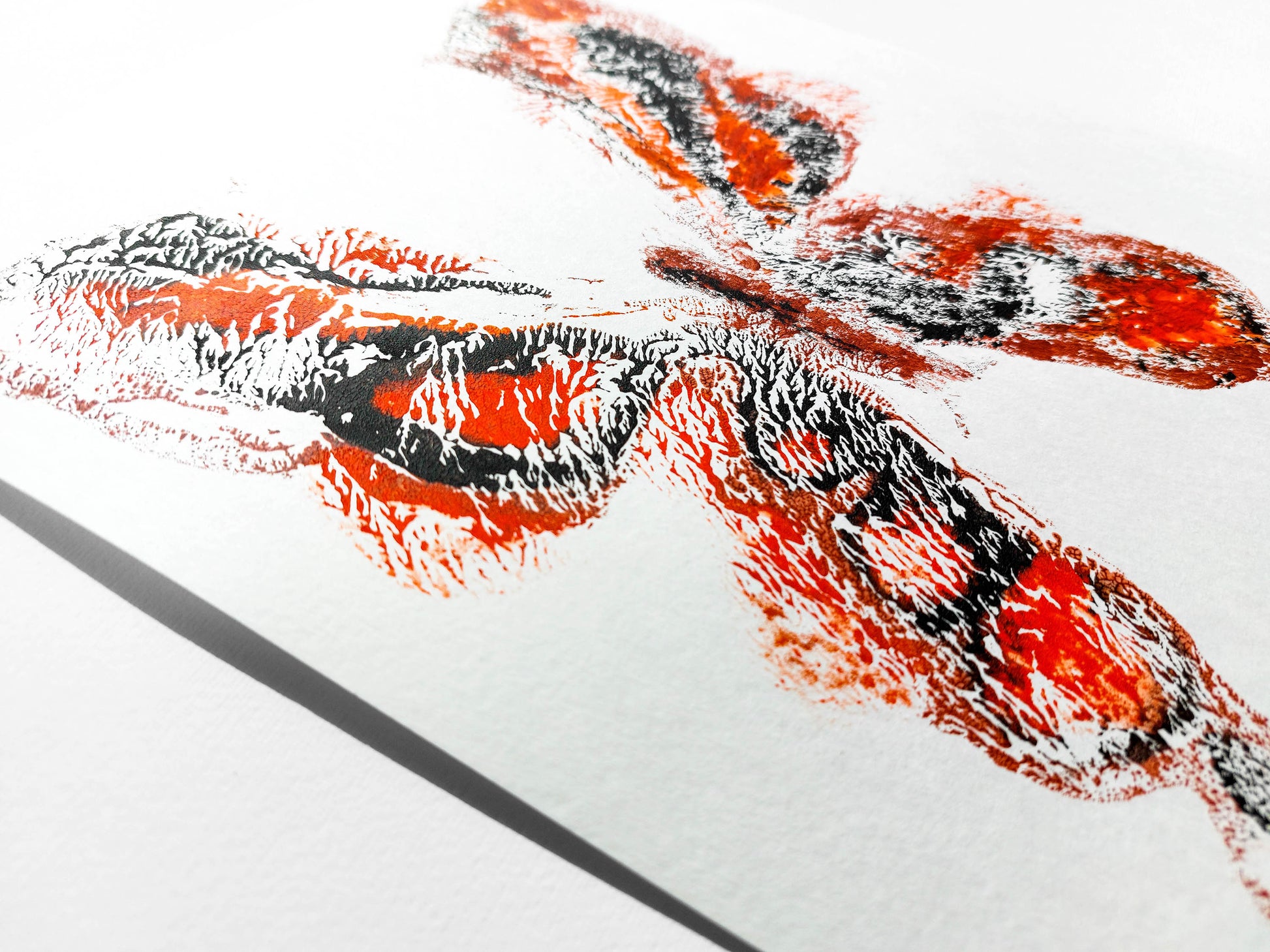 Red and black abstract butterfly Monotype print for Nature lover gift UNFRAMED moth wall decor modern Living room or bedroom decor Original artwork