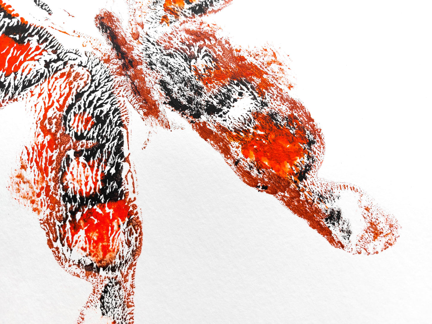 Details Red and black abstract butterfly Monotype print / printmaking acrylic print