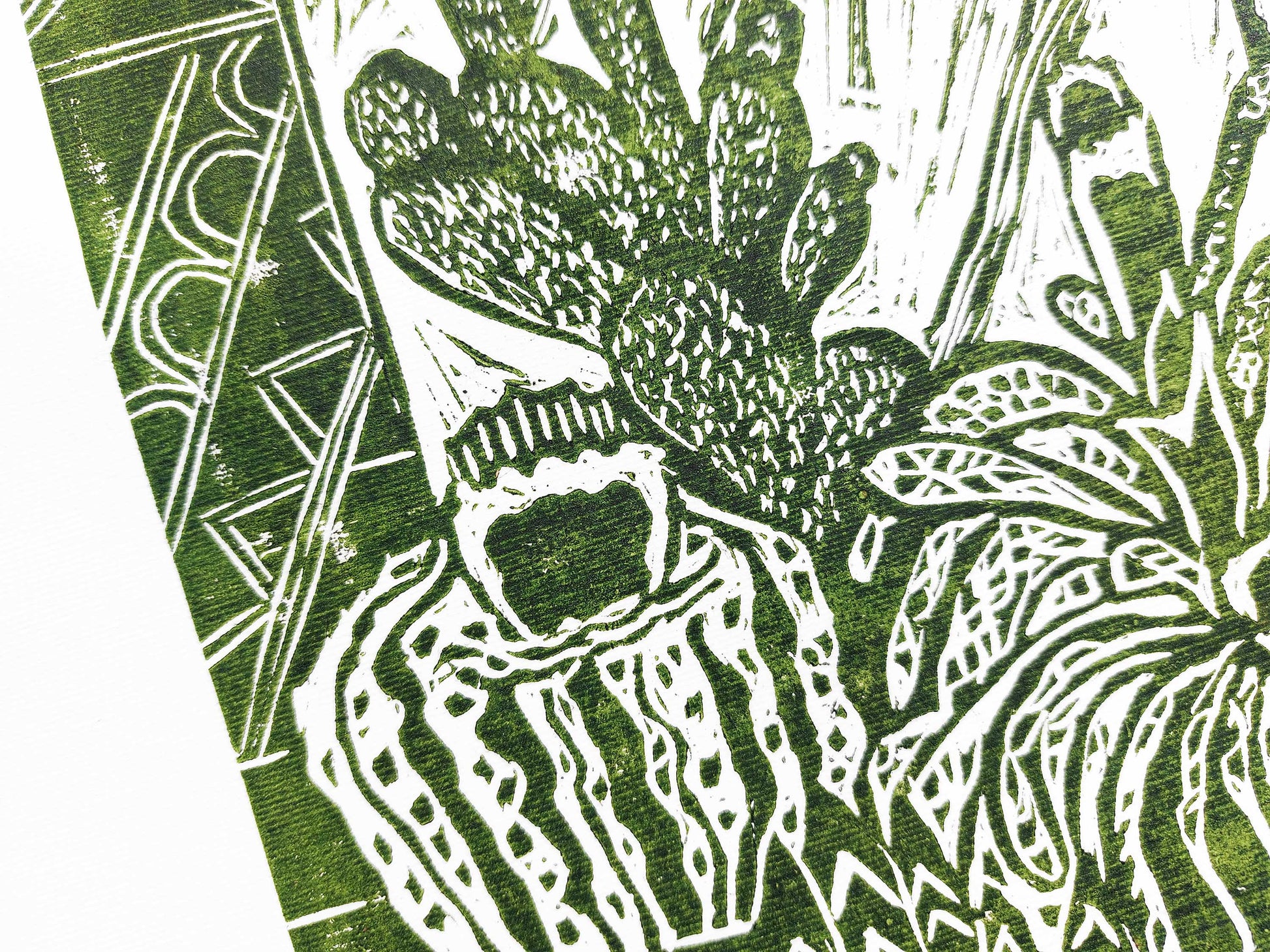 White and green Botanical cactuses illustration Linocut print for Farmhouse gift UNFRAMED, original artwork, relief print, printmaking art, lino print, linogravure, handmade wall art, new home gift, farmhouse decor, housewarming gift, living room wall art, dining room art, farm kitchen art, bedroom wall decor, autumn art, fall wall art, seasonal wall decor, aesthetic wall art, cottagecore wall art, foraged wall decor, Illustration print, cactus