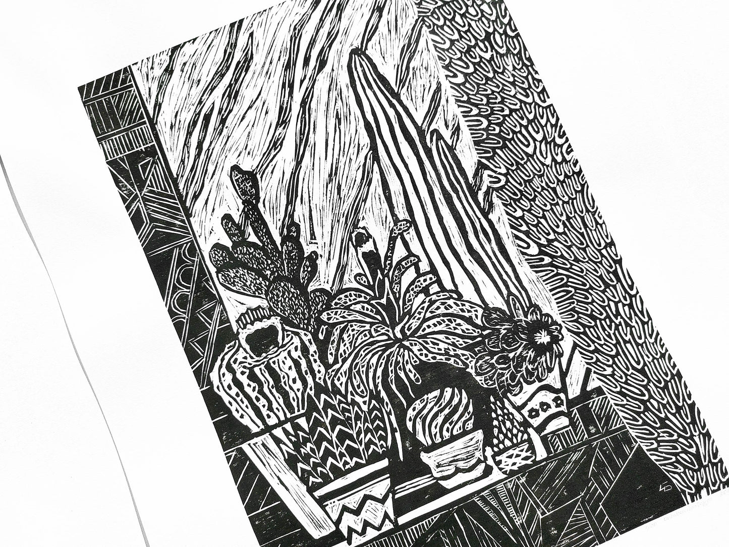 Black and white Botanical cactuses illustration Linocut print for Farmhouse gift UNFRAMED, original artwork, relief print, printmaking art, lino print, linogravure, handmade wall art, new home gift, farmhouse decor, housewarming gift, living room wall art, dining room art, farm kitchen art, bedroom wall decor, autumn art, fall wall art, seasonal wall decor, aesthetic wall art, cottagecore wall art, foraged wall decor, Illustration print, cactus