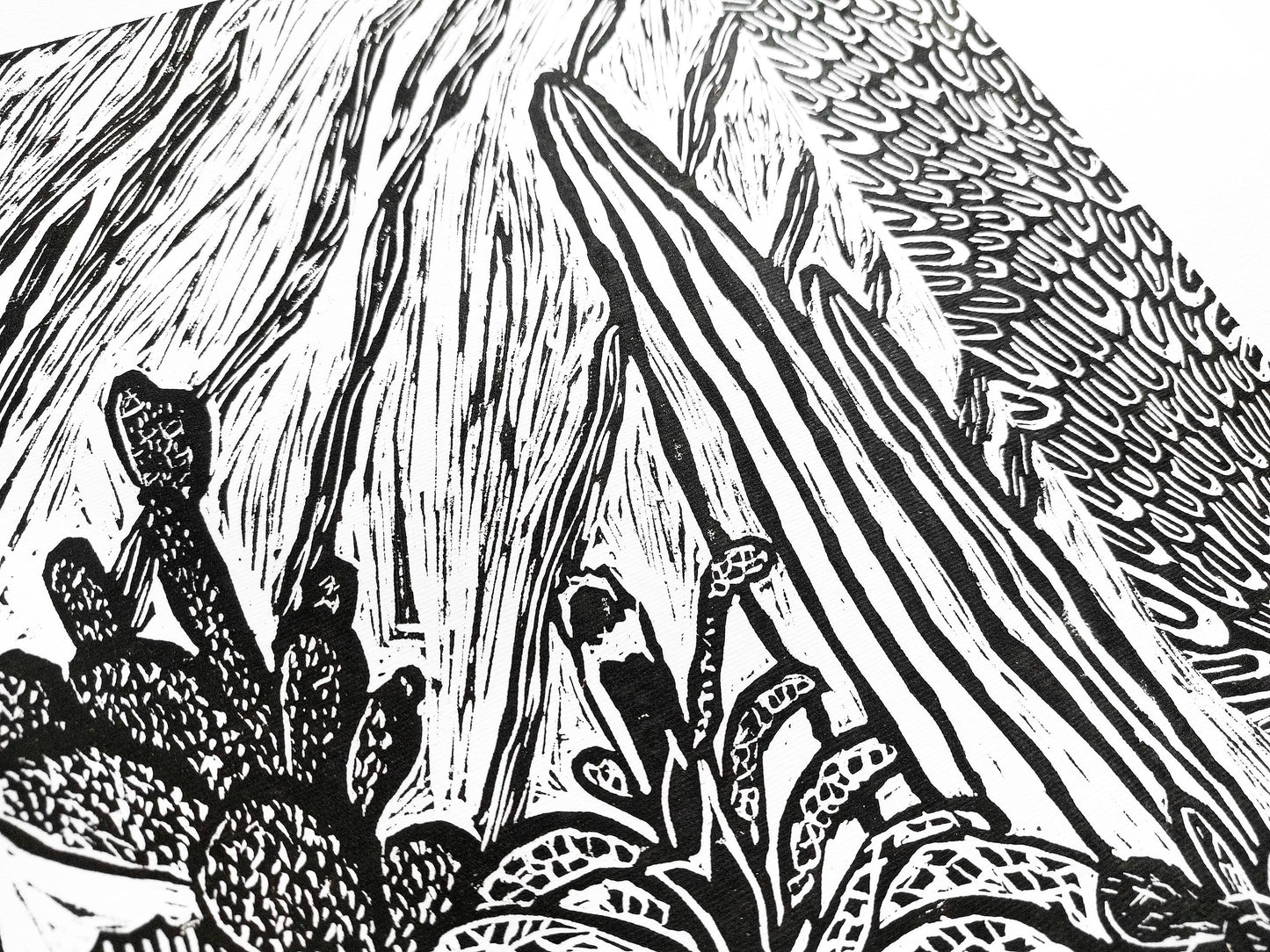 Black and white Botanical cactuses illustration Linocut print for Farmhouse gift UNFRAMED, original artwork, relief print, printmaking art, lino print, linogravure, handmade wall art, new home gift, farmhouse decor, housewarming gift, living room wall art, dining room art, farm kitchen art, bedroom wall decor, autumn art, fall wall art, seasonal wall decor, aesthetic wall art, cottagecore wall art, foraged wall decor, Illustration print, cactus