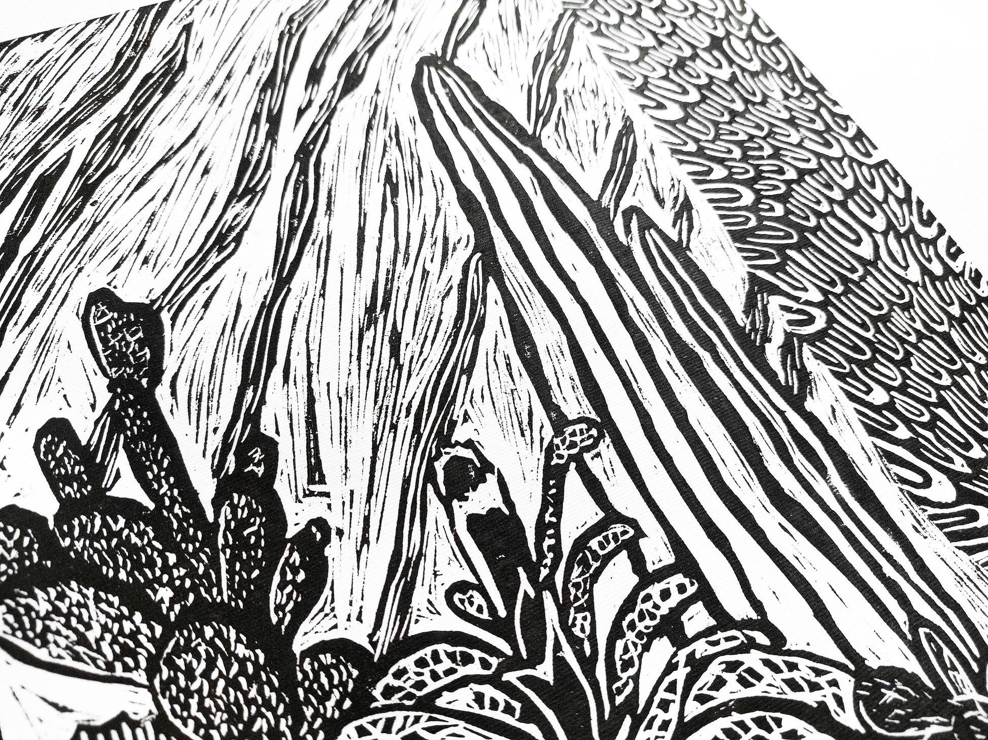 Black and white Botanical cactuses illustration Linocut print for Farmhouse gift UNFRAMED, original artwork, relief print, printmaking art, lino print, linogravure, handmade wall art, new home gift, farmhouse decor, housewarming gift, living room wall art, dining room art, farm kitchen art, bedroom wall decor, autumn art, fall wall art, seasonal wall decor, aesthetic wall art, cottagecore wall art, foraged wall decor, Illustration print, cactus